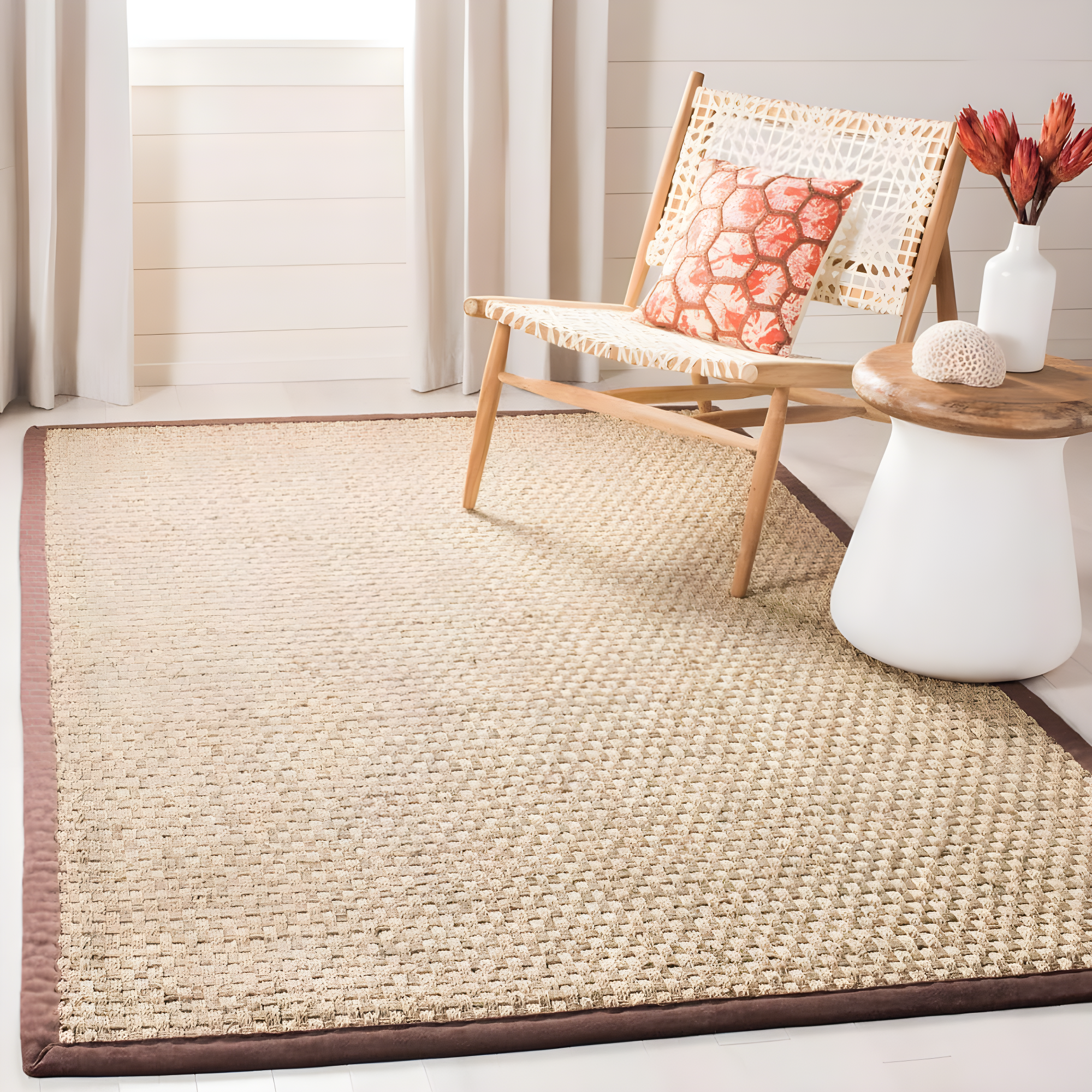 Natural Fiber NF114 Power Loomed Indoor Area Rug - Natural/Dark Brown - 4'x6' - Safavieh.