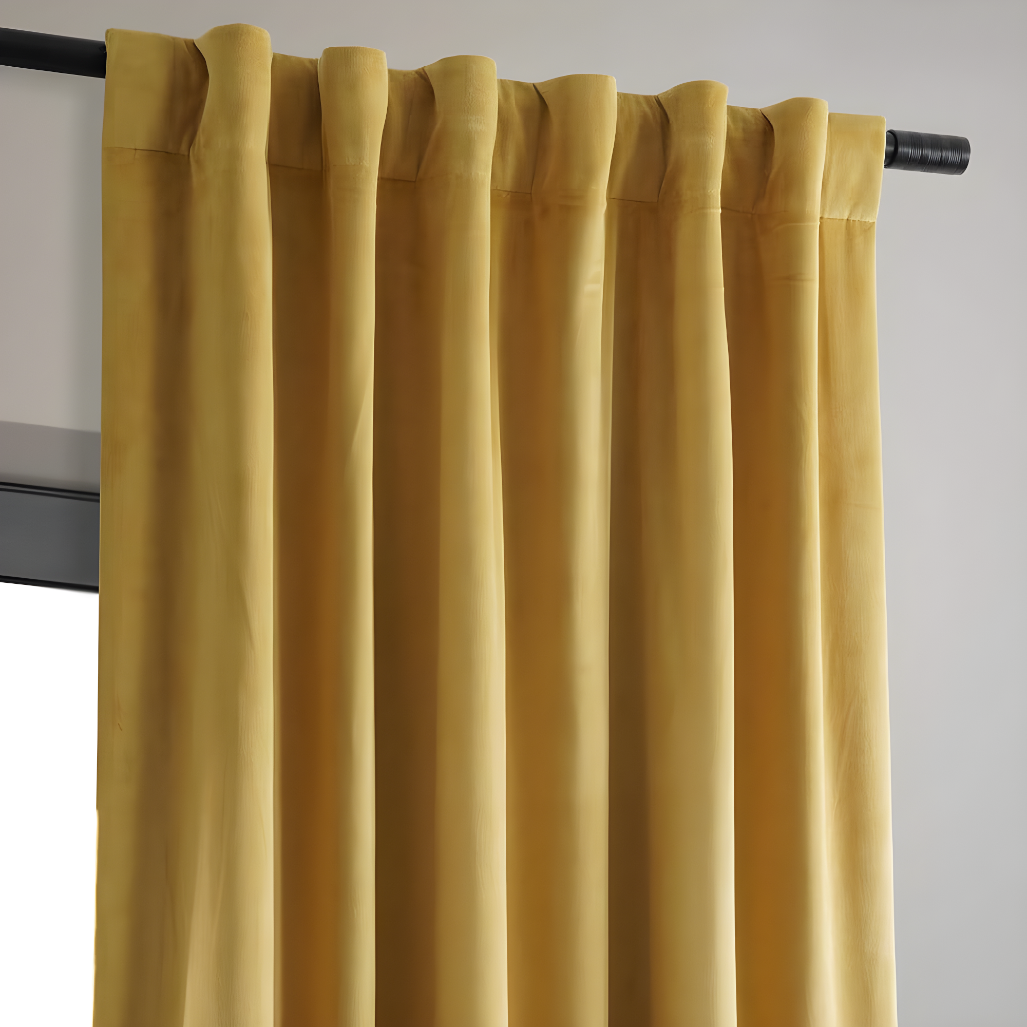 Half Price Drapes Signature Fool's Gold Velvet Blackout Curtains For Bedroom(1 Panel), 50WX 84L