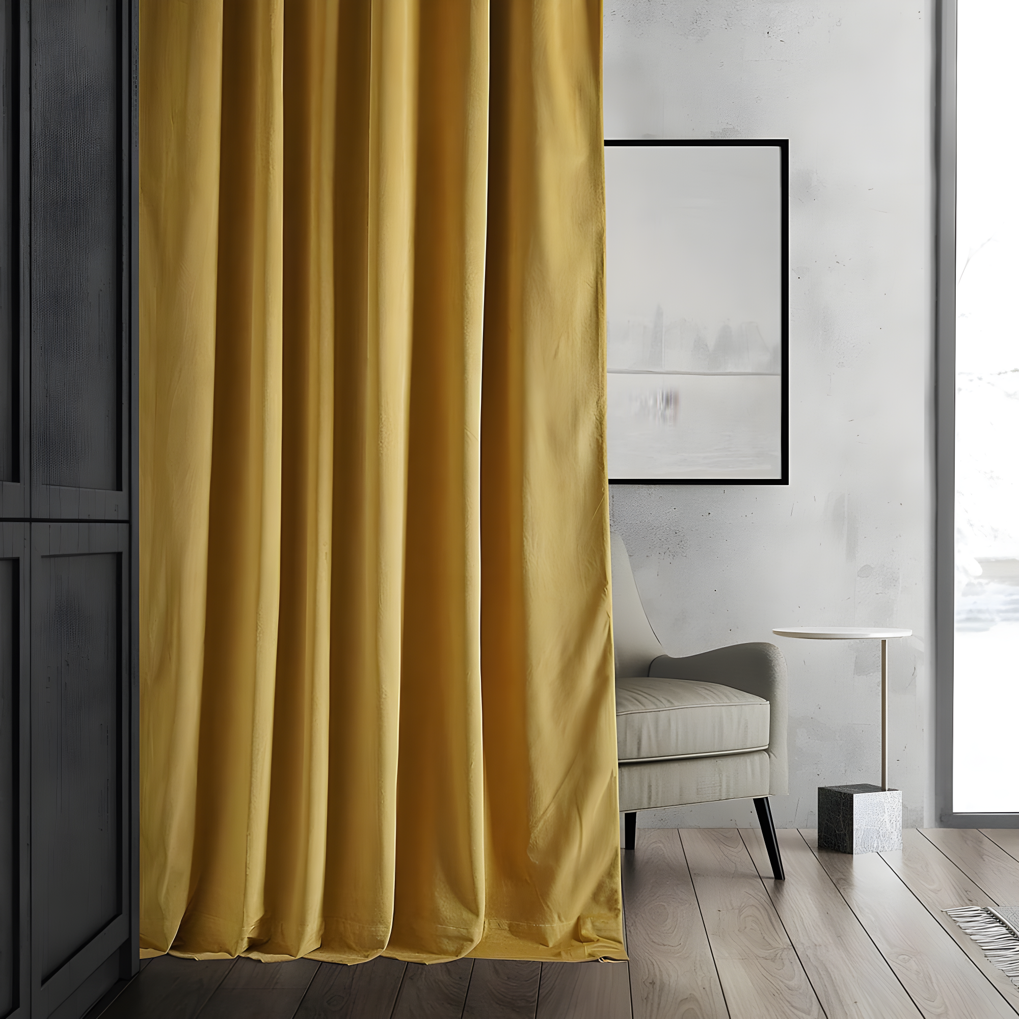 Half Price Drapes Signature Fool's Gold Velvet Blackout Curtains For Bedroom(1 Panel), 50WX 84L