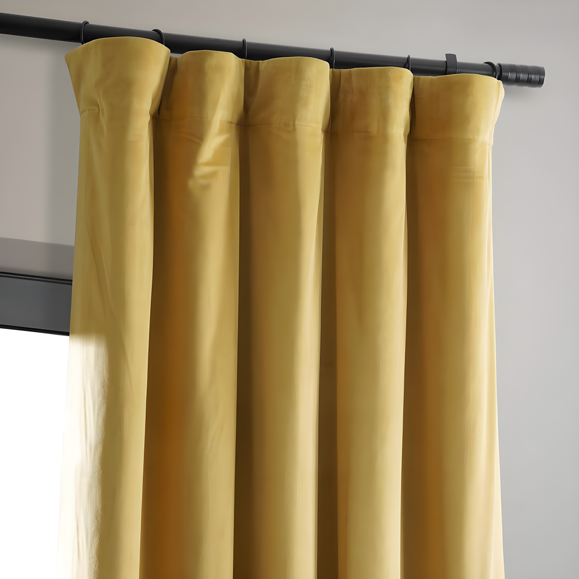 Half Price Drapes Signature Fool's Gold Velvet Blackout Curtains For Bedroom(1 Panel), 50WX 84L