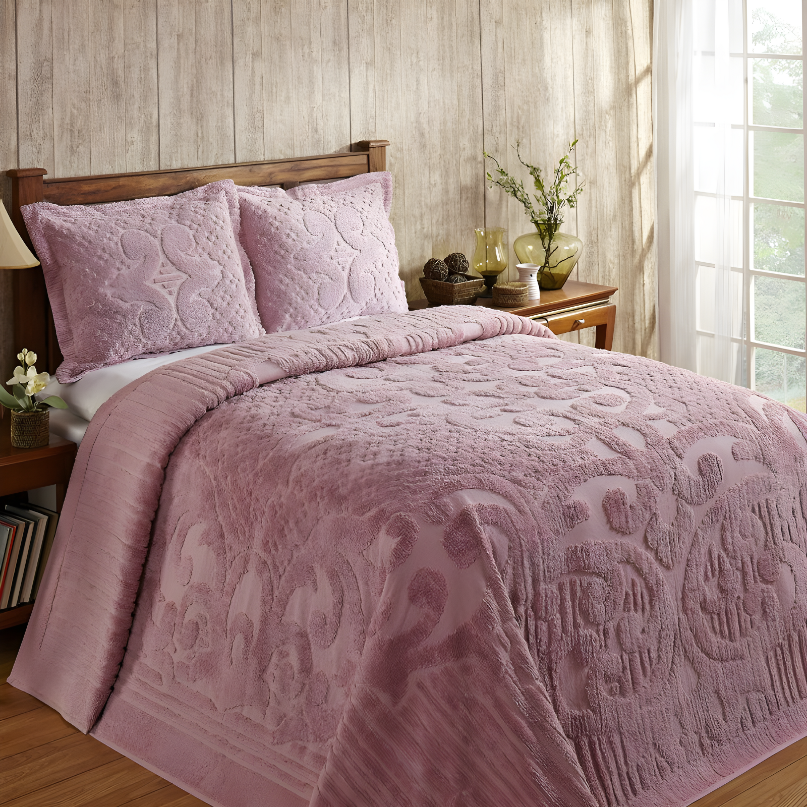 Ashton 100% Cotton Traditional Tufted Medallion Pattern Coverlet/Bedspread