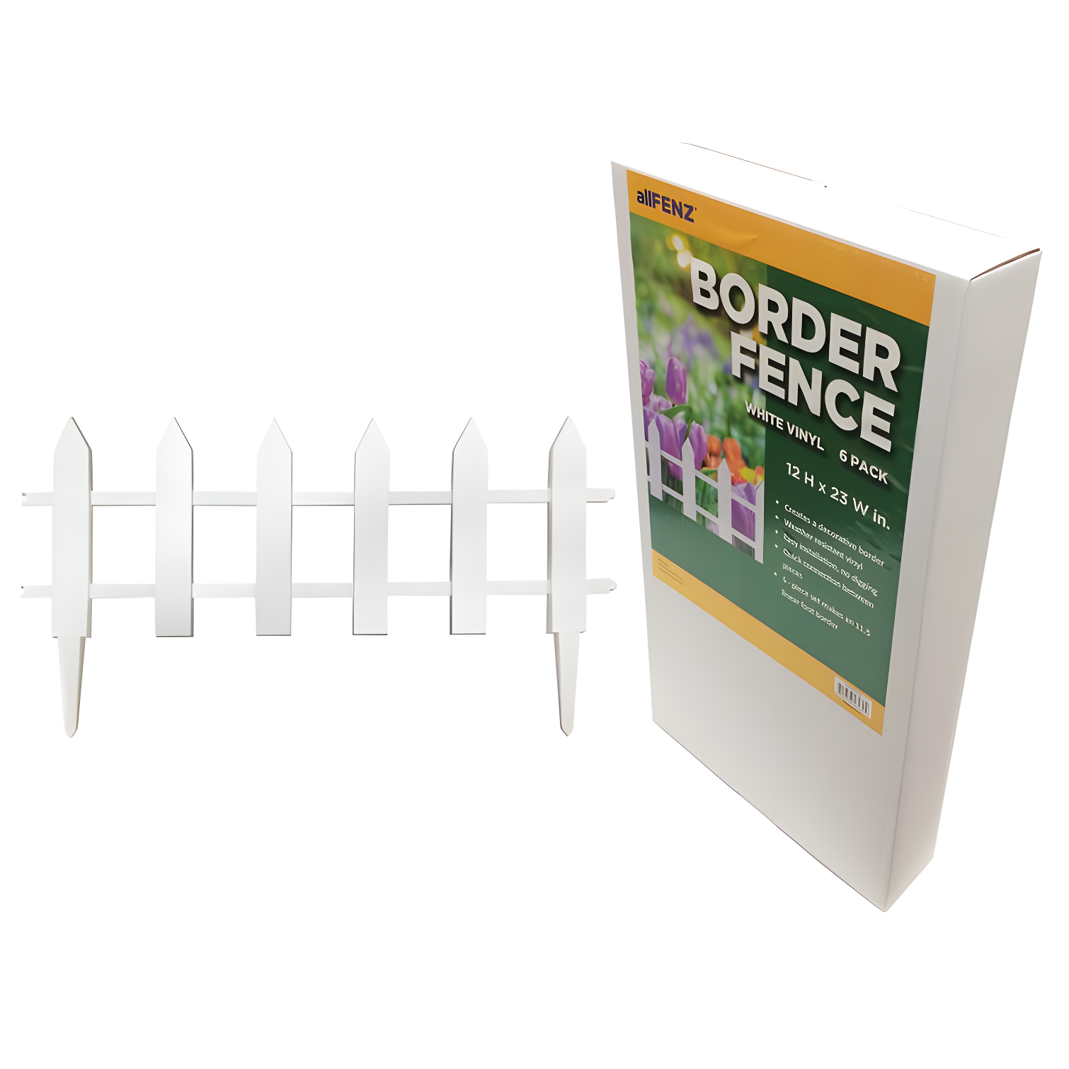 allFENZ 12 in. x 23 in. Vinyl Picket Garden Fence (Set of 6)