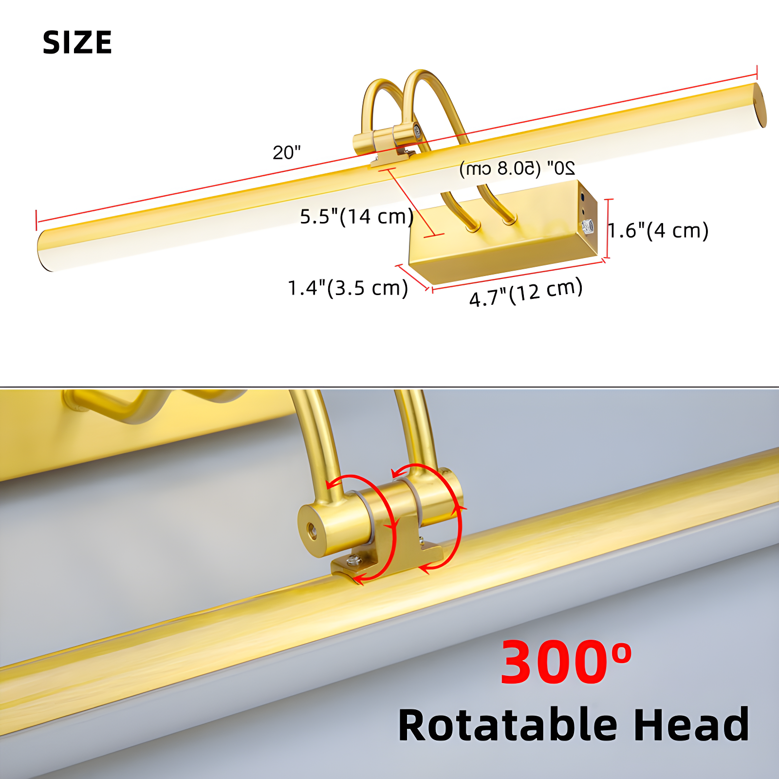Picture Light,  Battery Operated Picture Lights For Paintings,Metal Remote Control Display Art Light With Timer And Dimmable For Wall Painting,Frame, Portrait, Dartboard-Brass