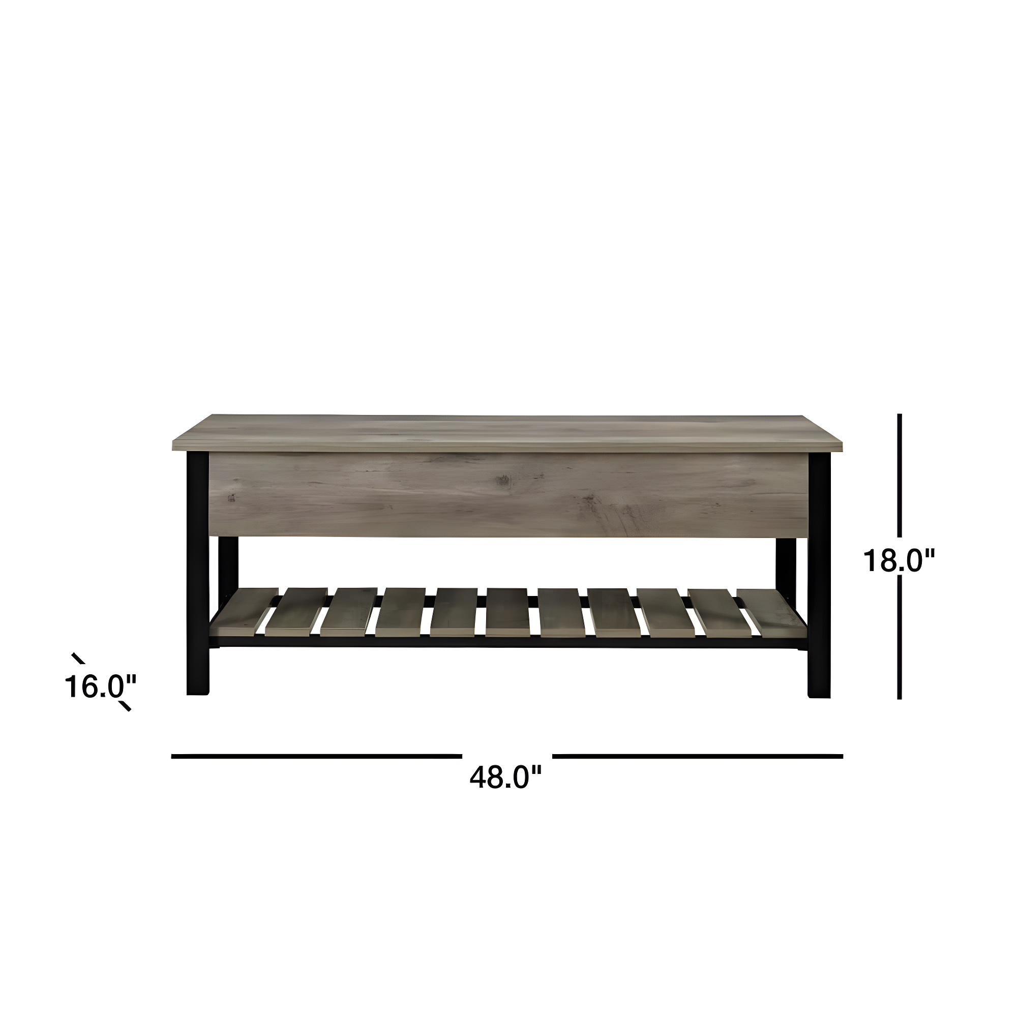 Walker Edison Storage Bench, Grey Wash