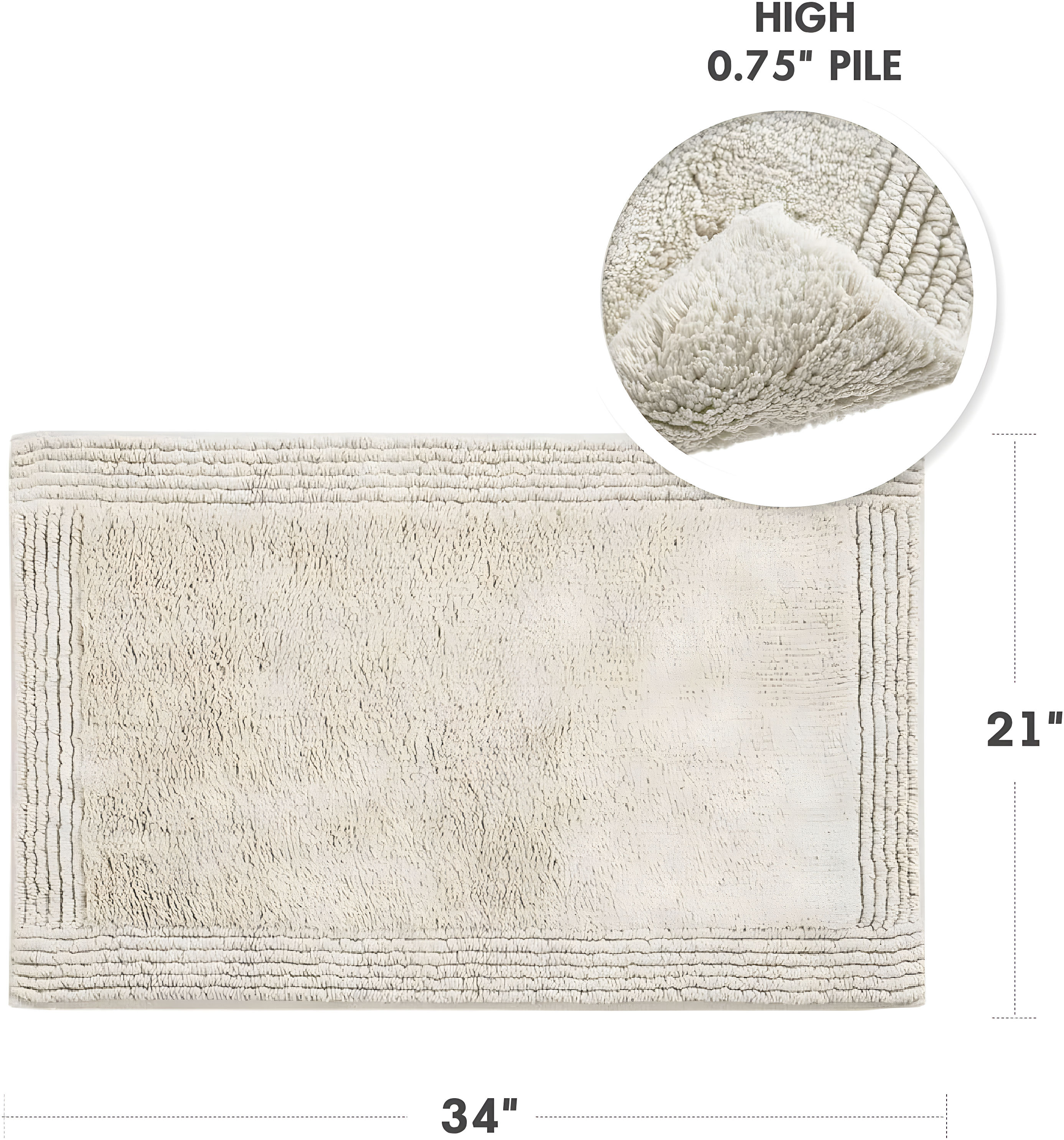 Splendor 100% Cotton Tufted 3000 GSM Reversible Bath Rug