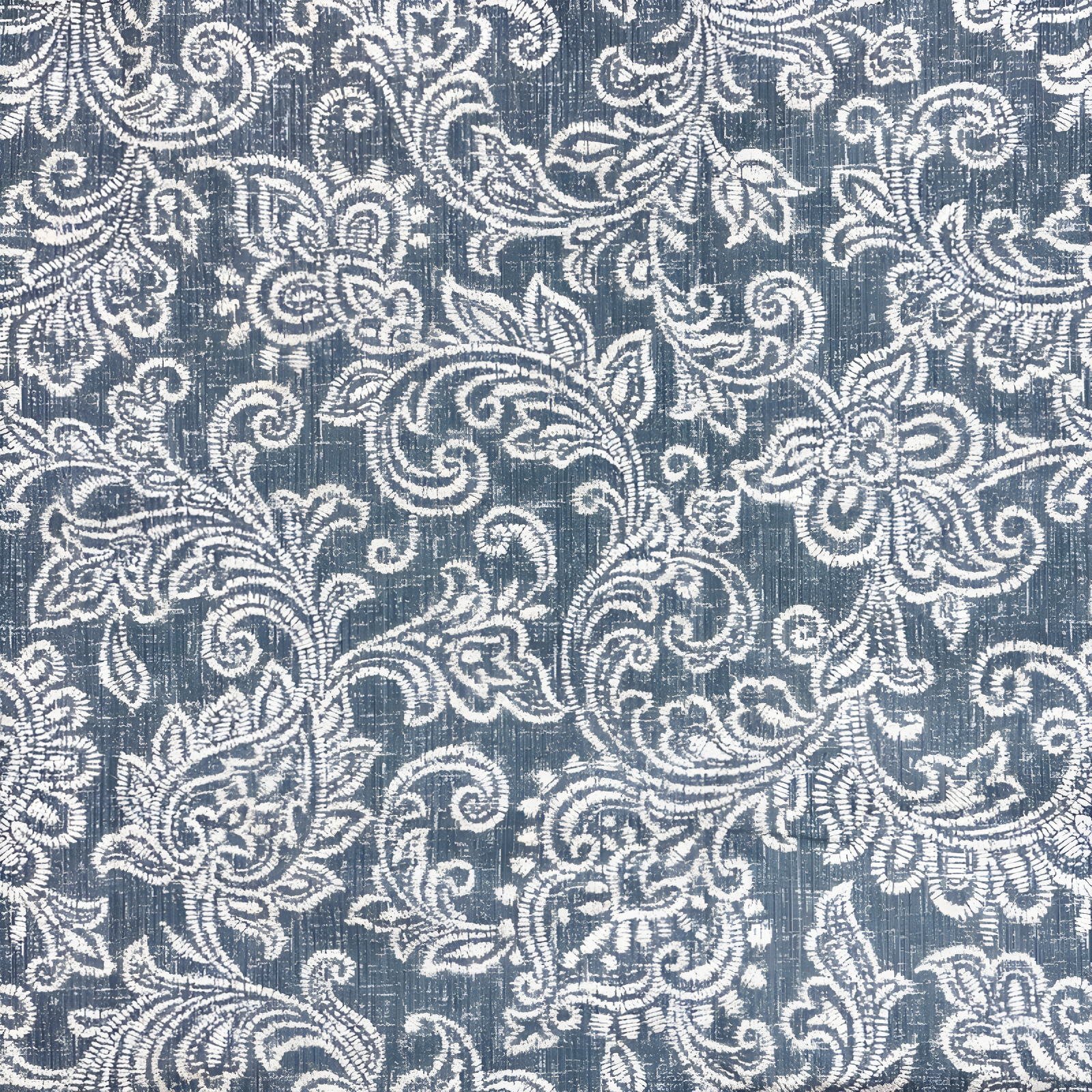 Medium Storage Ottoman Denim - HomePop: Upholstered Footstool, Botanical Pattern, Hardwood Frame