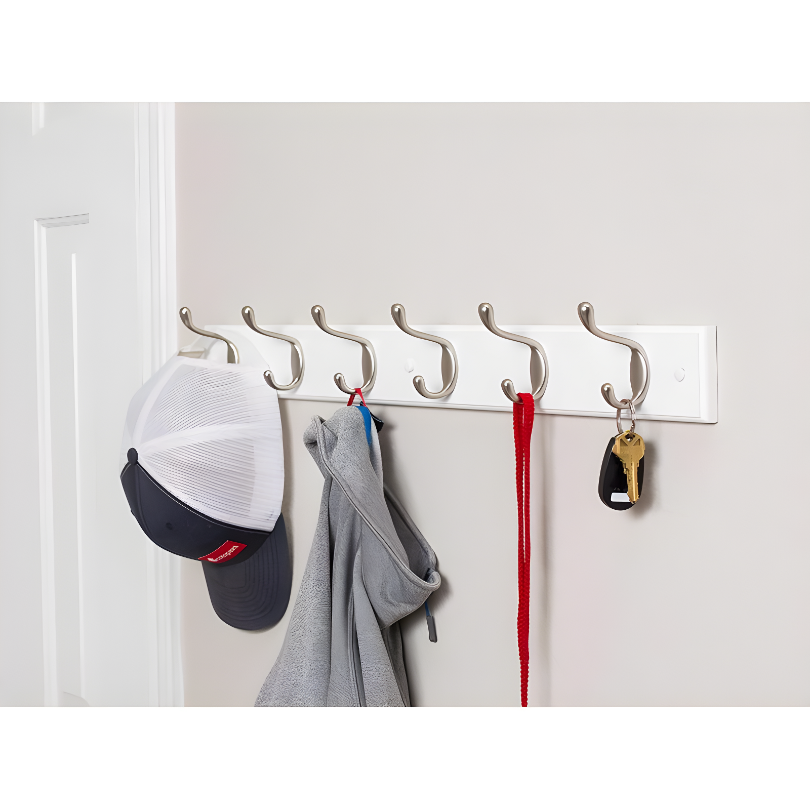 Wall 6 - Hook Wall Mounted Coat Rack