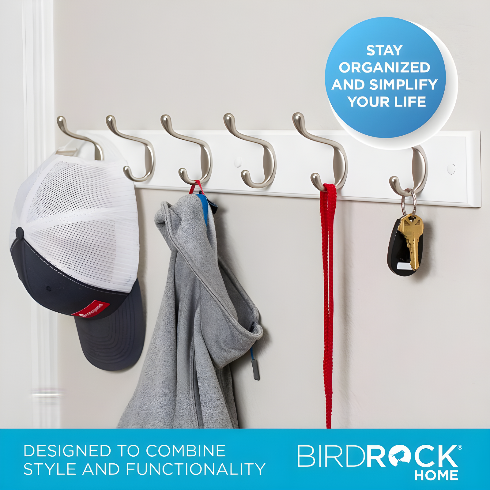 Wall 6 - Hook Wall Mounted Coat Rack