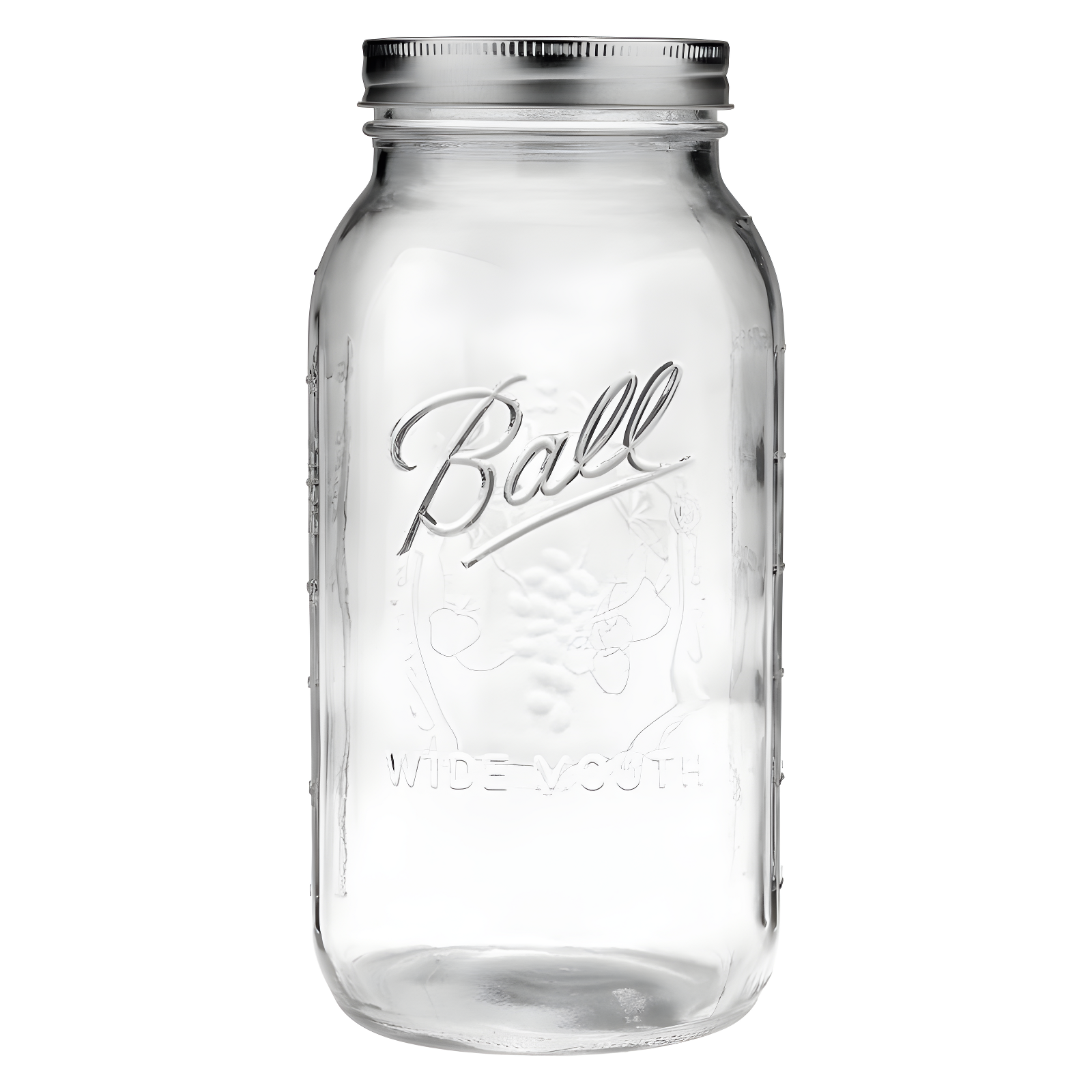 Ball 64oz 6pk Glass Wide Mouth Mason Jar with Lid and Band: Clear Canning Jars, Dishwasher-Safe, 4" Neck Diameter