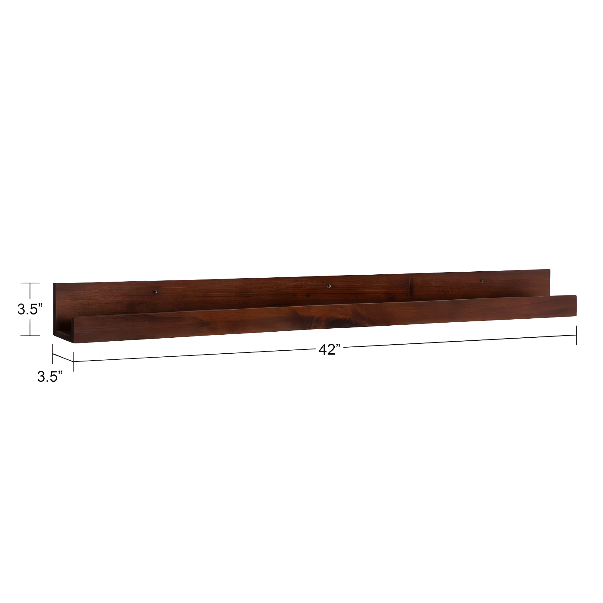 Kate and Laurel Wood Floating Shelf, 42" x 3.5", Walnut Brown
