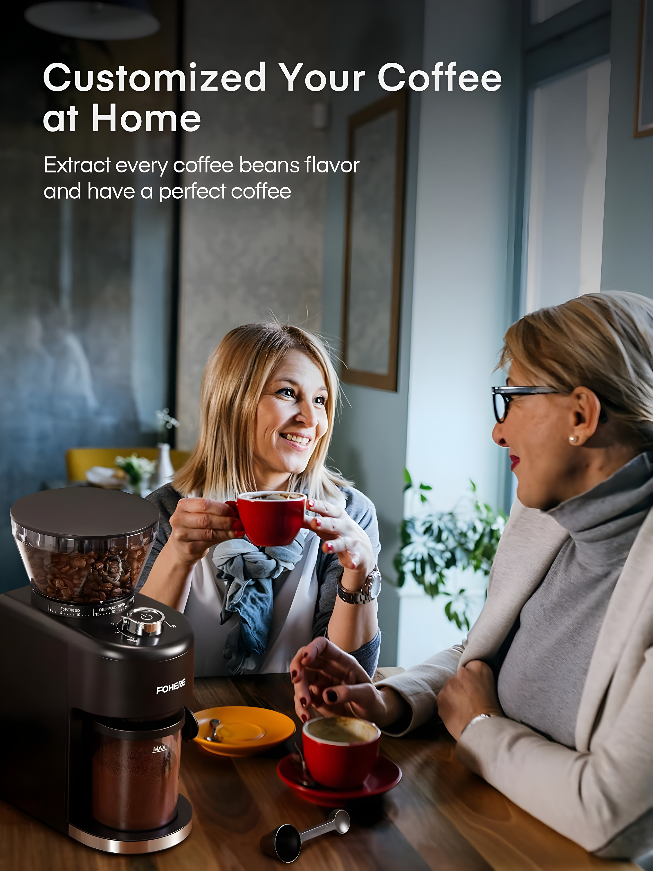 Anti-Static ABS Plastic Electric Coffee Grinder,  200W (AC 120V/60Hz) Motor, SUS420 Steel Conical Burr, 42dB Quiet Operation