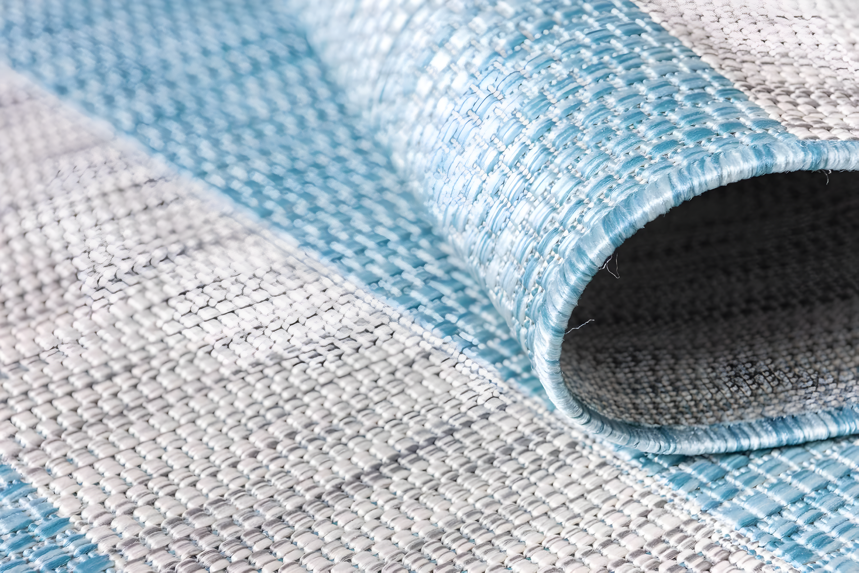 Unique Loom Outdoor Striped Collection Area Rug - Distressed Stripe (9' x 12' Rectangle Light Aqua/Gray)