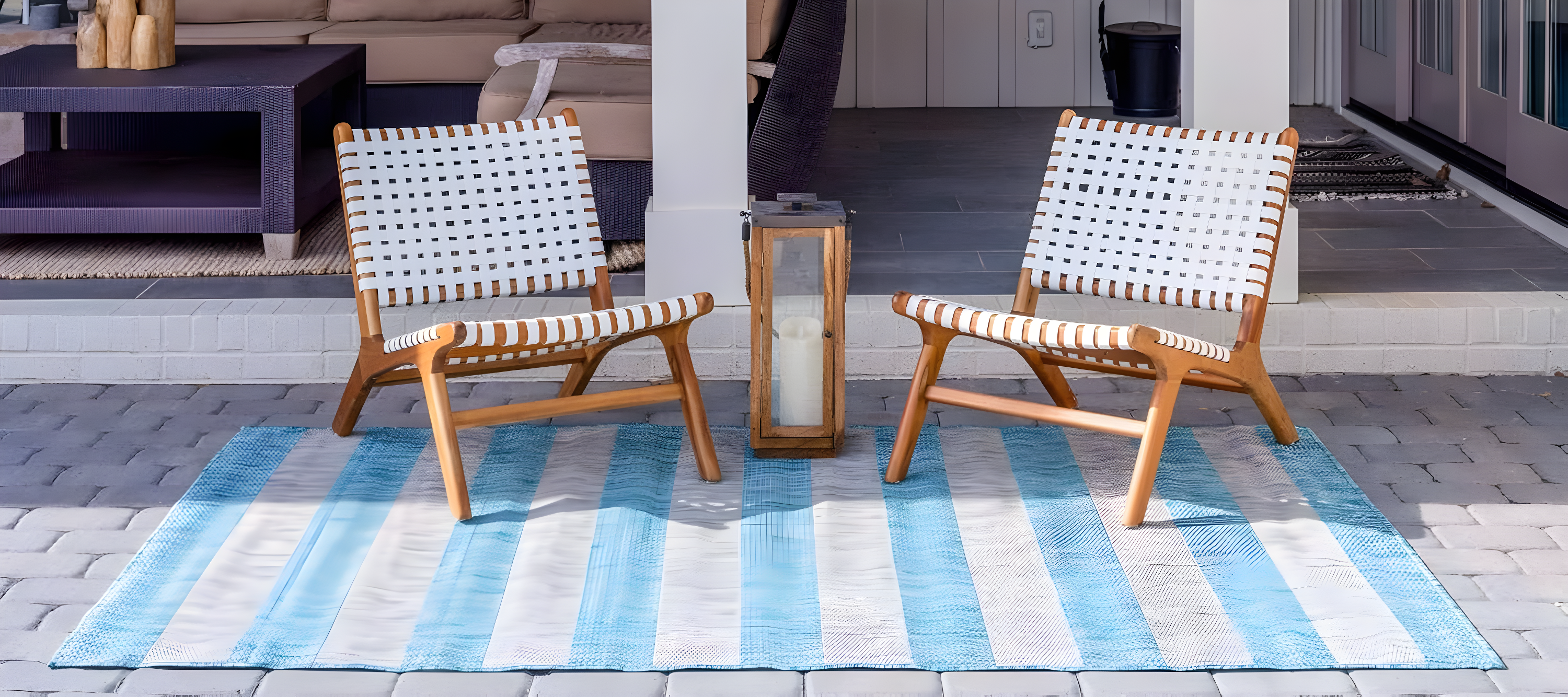 Unique Loom Outdoor Striped Collection Area Rug - Distressed Stripe (9' x 12' Rectangle Light Aqua/Gray)