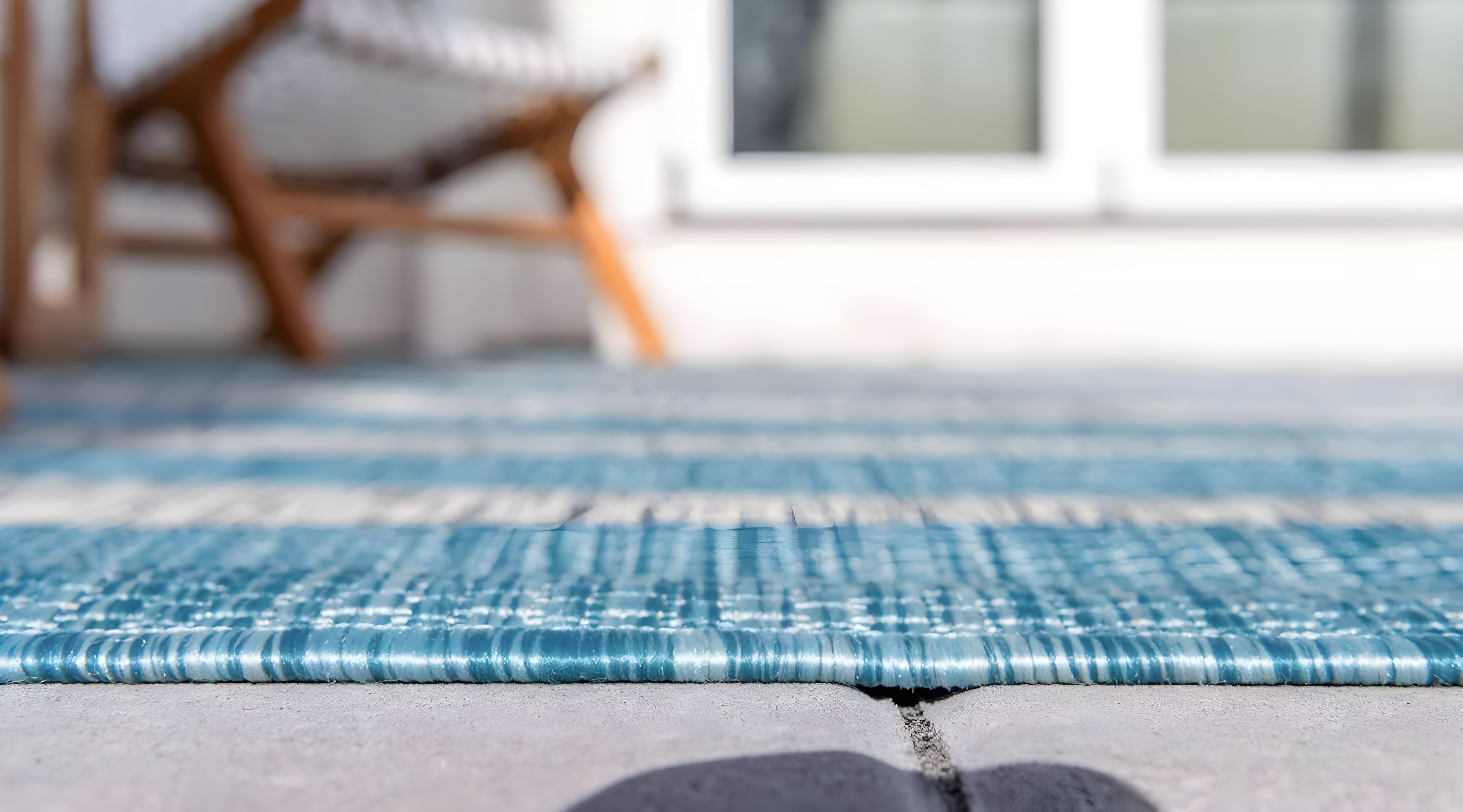 Unique Loom Outdoor Striped Collection Area Rug - Distressed Stripe (9' x 12' Rectangle Light Aqua/Gray)