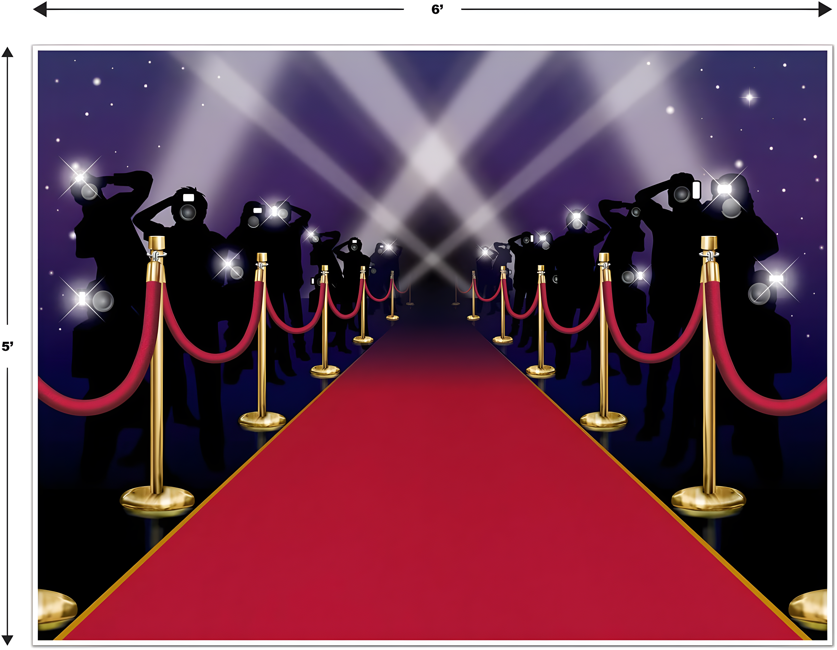 Beistle Red Carpet Insta-Mural Photo Op, 5' x 6', (1/Pkg) Multicolored