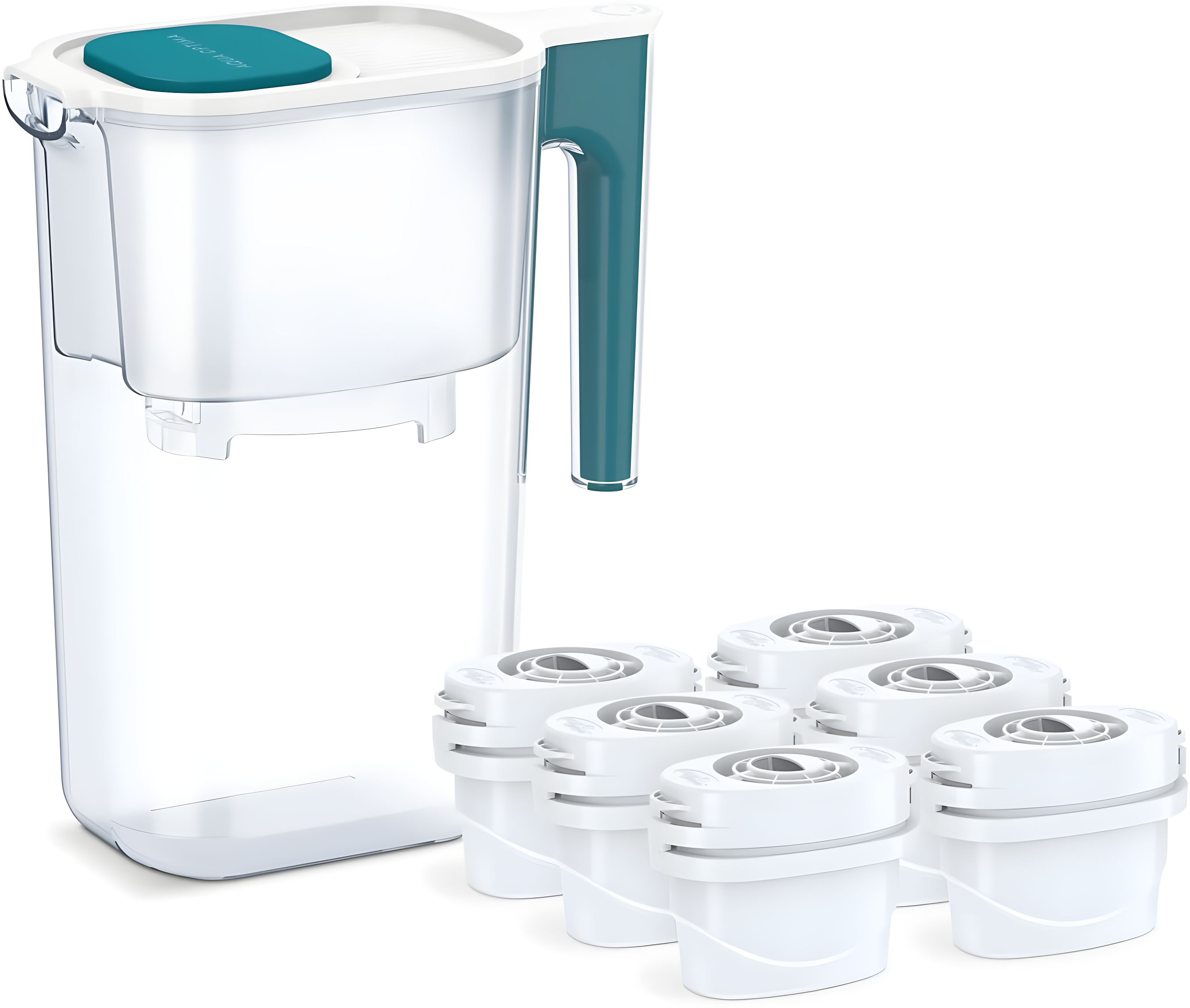 Aqua Optima Perfect Pour 6 Cup Water Filter Pitcher By Aqua Optima, Ergonomic, Eliminates Splashes And Spills, Bpa Free, Wqa Certified, Includes 6 Evolve+ Water Filters, Blue