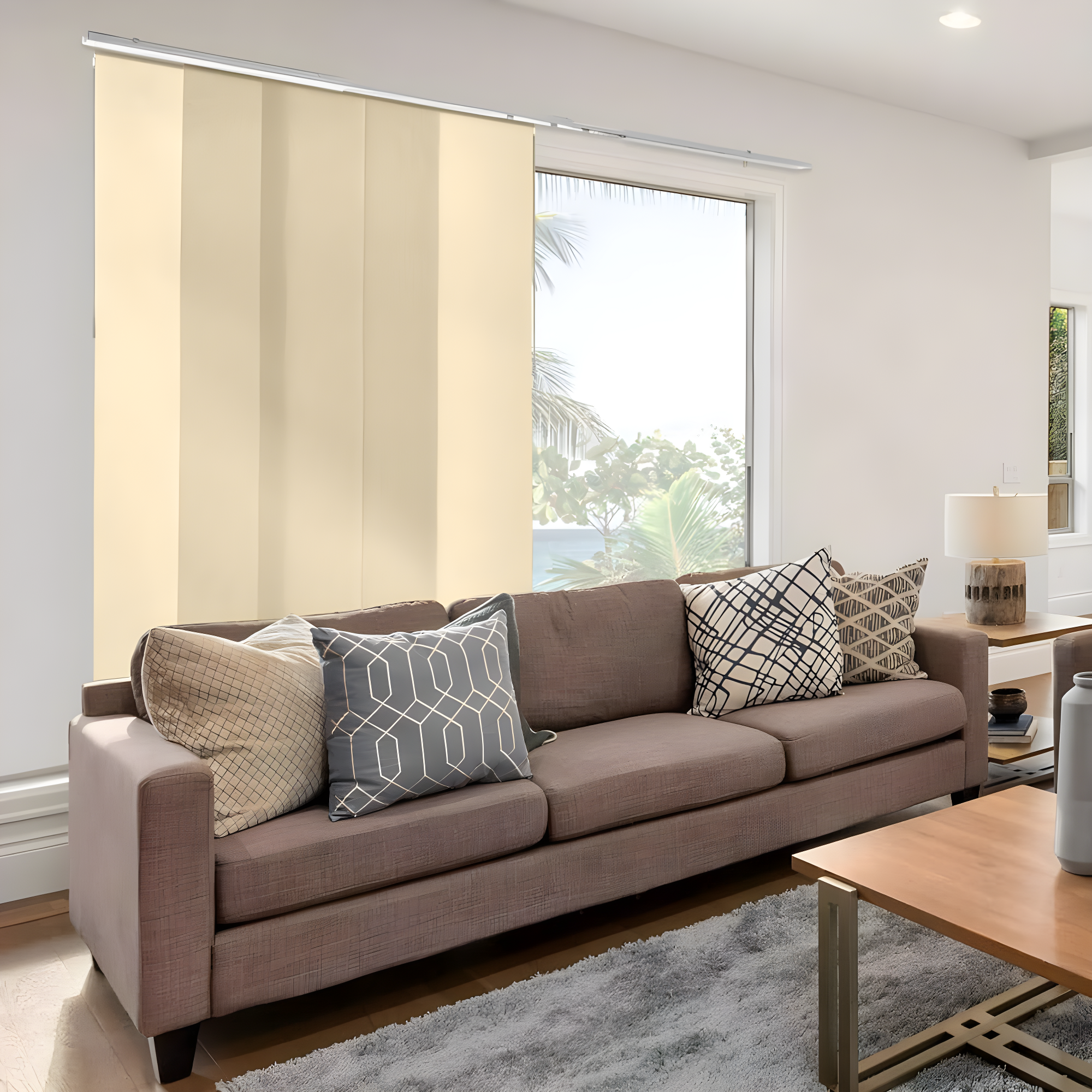CHICOLOGY QUAD RAIL SLIDING PANEL Brunch Grey (Light Filtering) W:46-86 x H:Up-to 96 inches