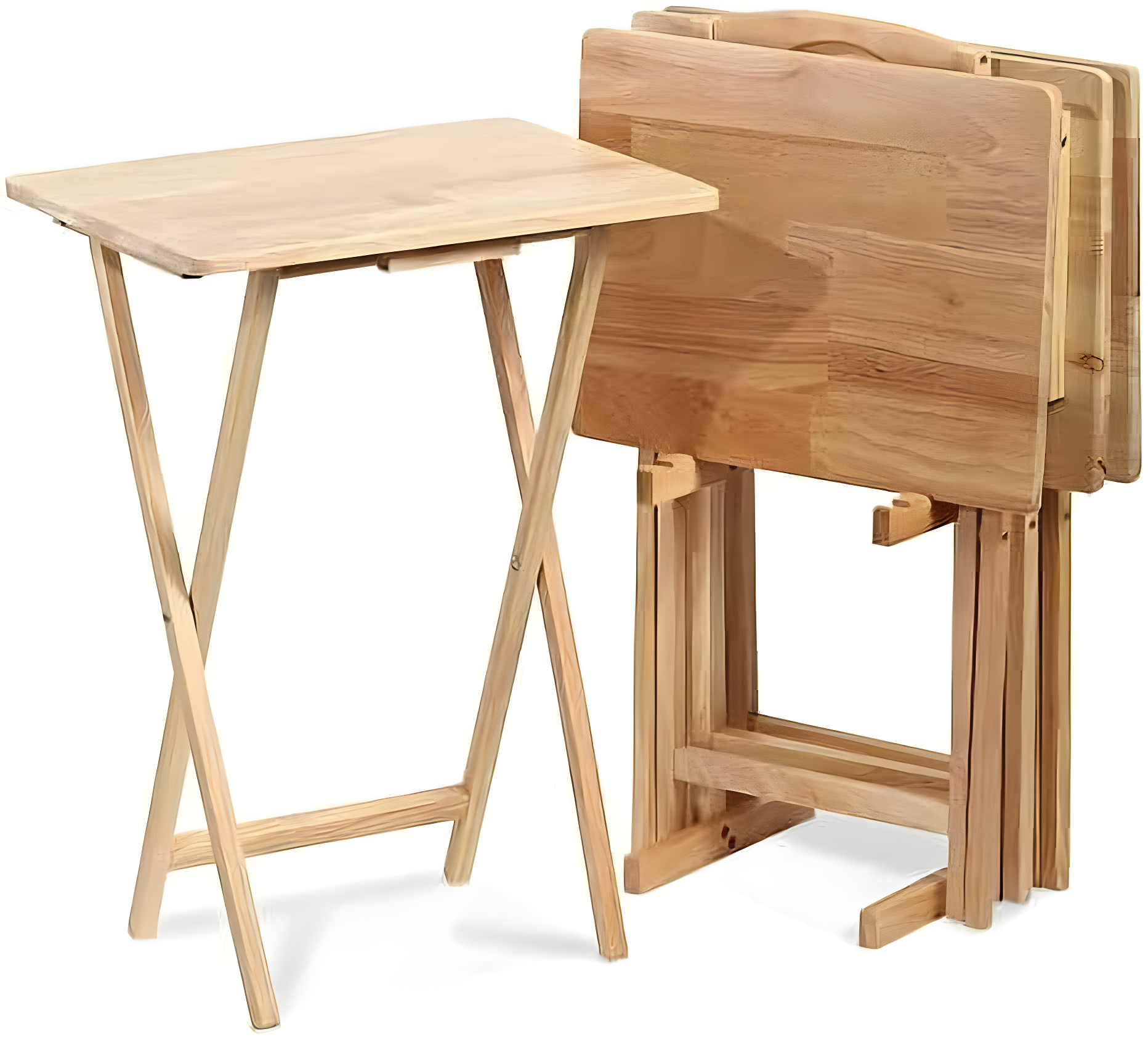 PJ Wood PJ Wood Folding TV Tray Tables with Compact Storage Rack, 5 Piece Set
