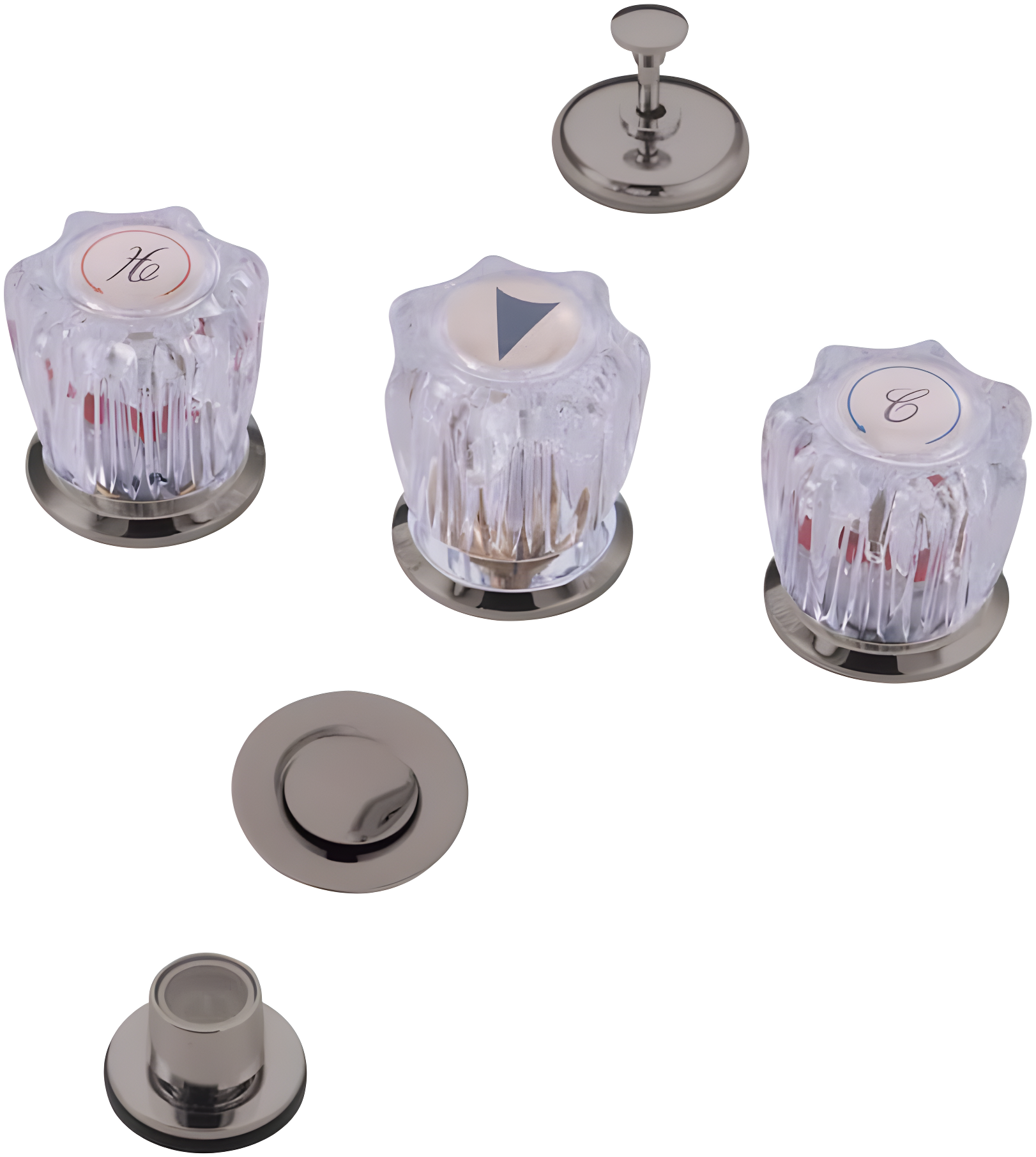 Kingston Brass Americana Three-Handle Deck Mount Bidet Faucet with Brass Pop-Up