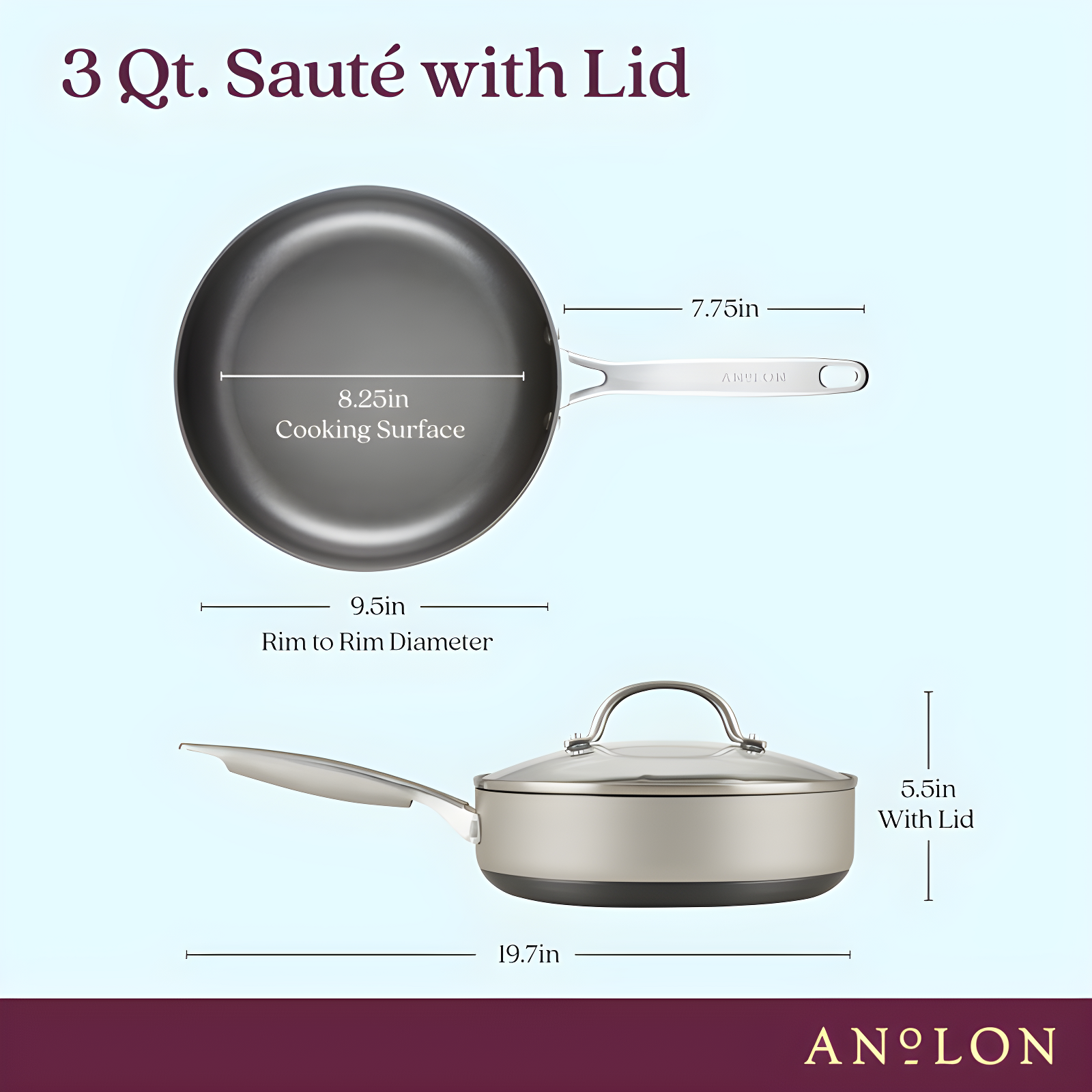 Anolon Anolon Achieve Hard Anodized Nonstick Saute Pan with Lid - 3 Quart