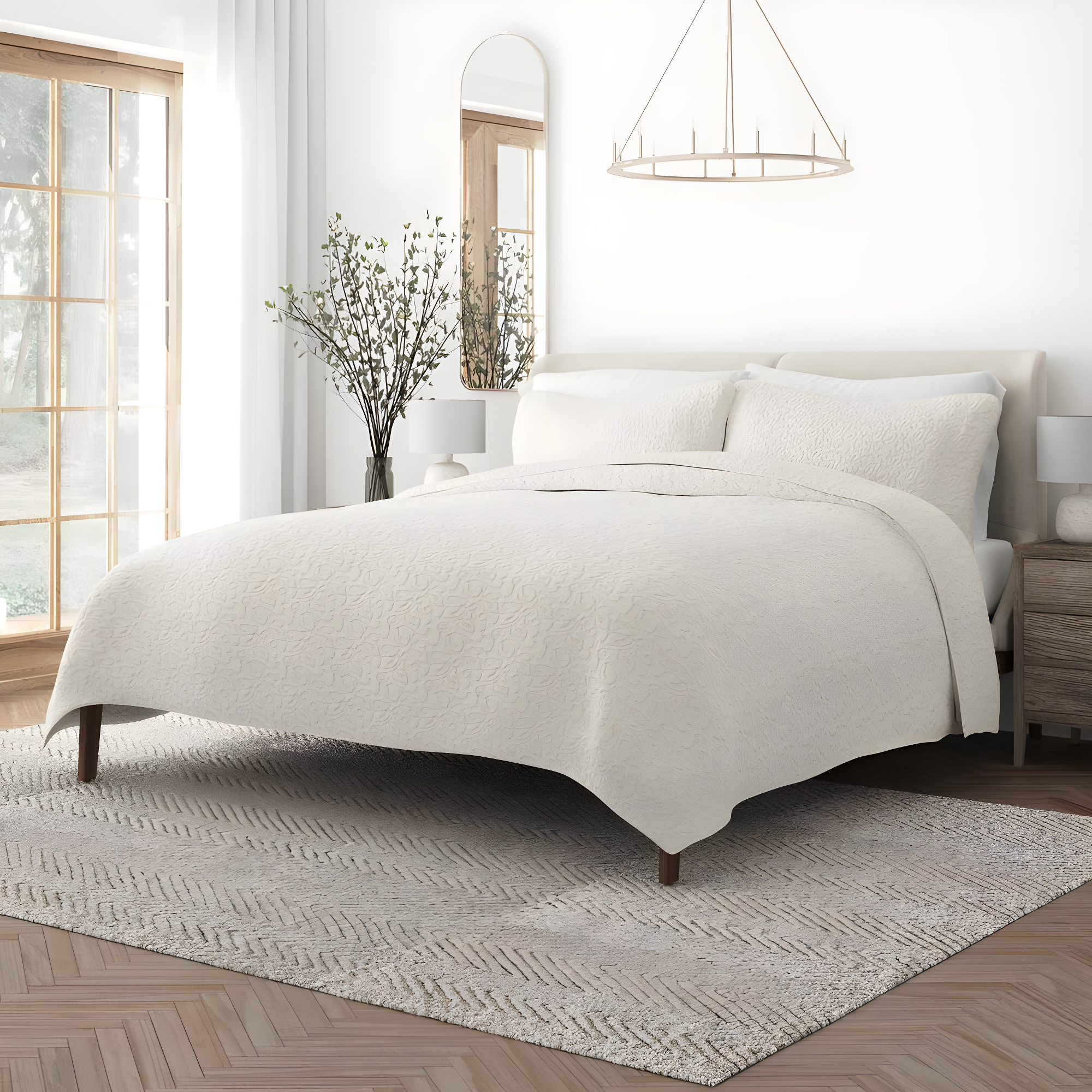 Becky Cameron Becky Cameron Elegant Floral Stitching Quilt Set