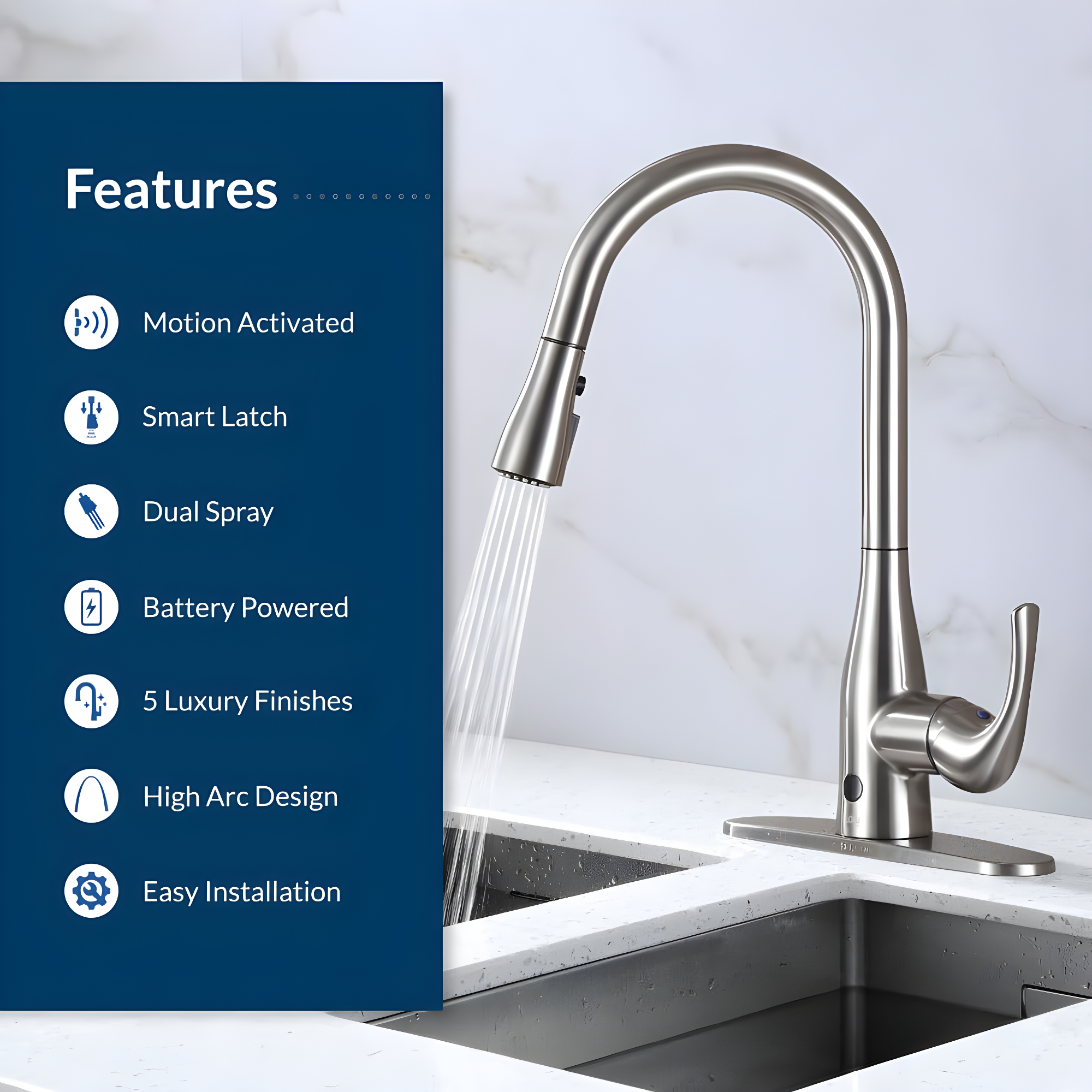 Bio Bidet by BEMIS Bio Bidet By BEMIS Pull Down Touchless Kitchen Faucet UP7000BN