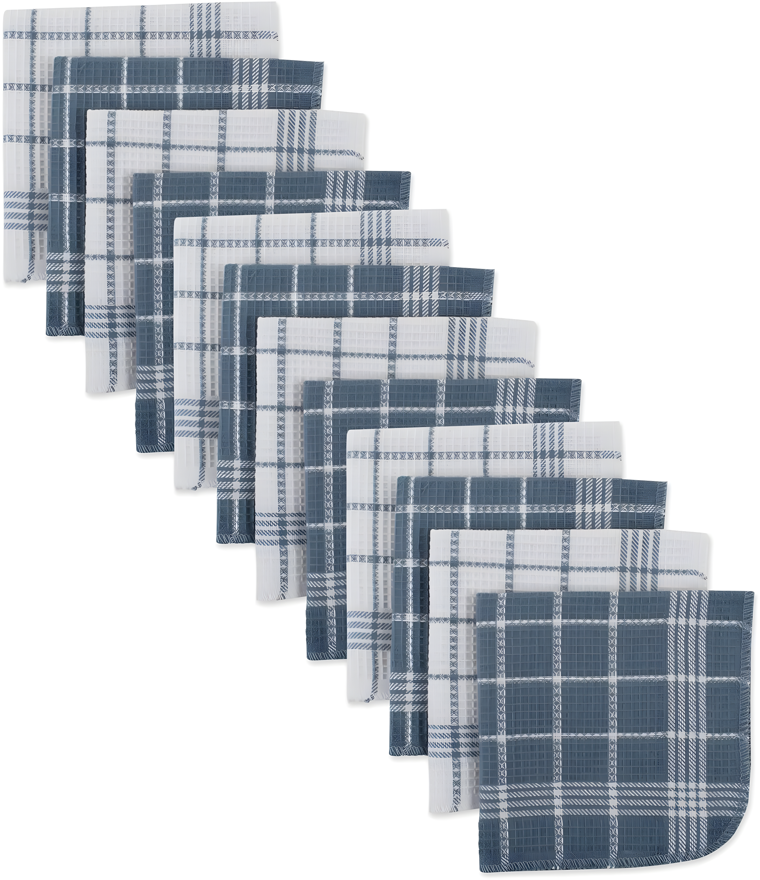 Design Imports Waffle Weave Cotton Plaid Waffle Dish Cloth Kitchen Towel (Set of 12)