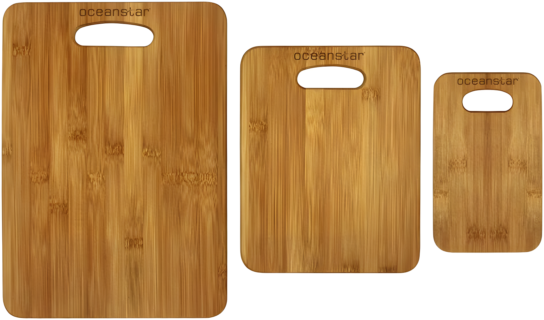 Oceanstar Design 3 Piece Bamboo Cutting Board Set