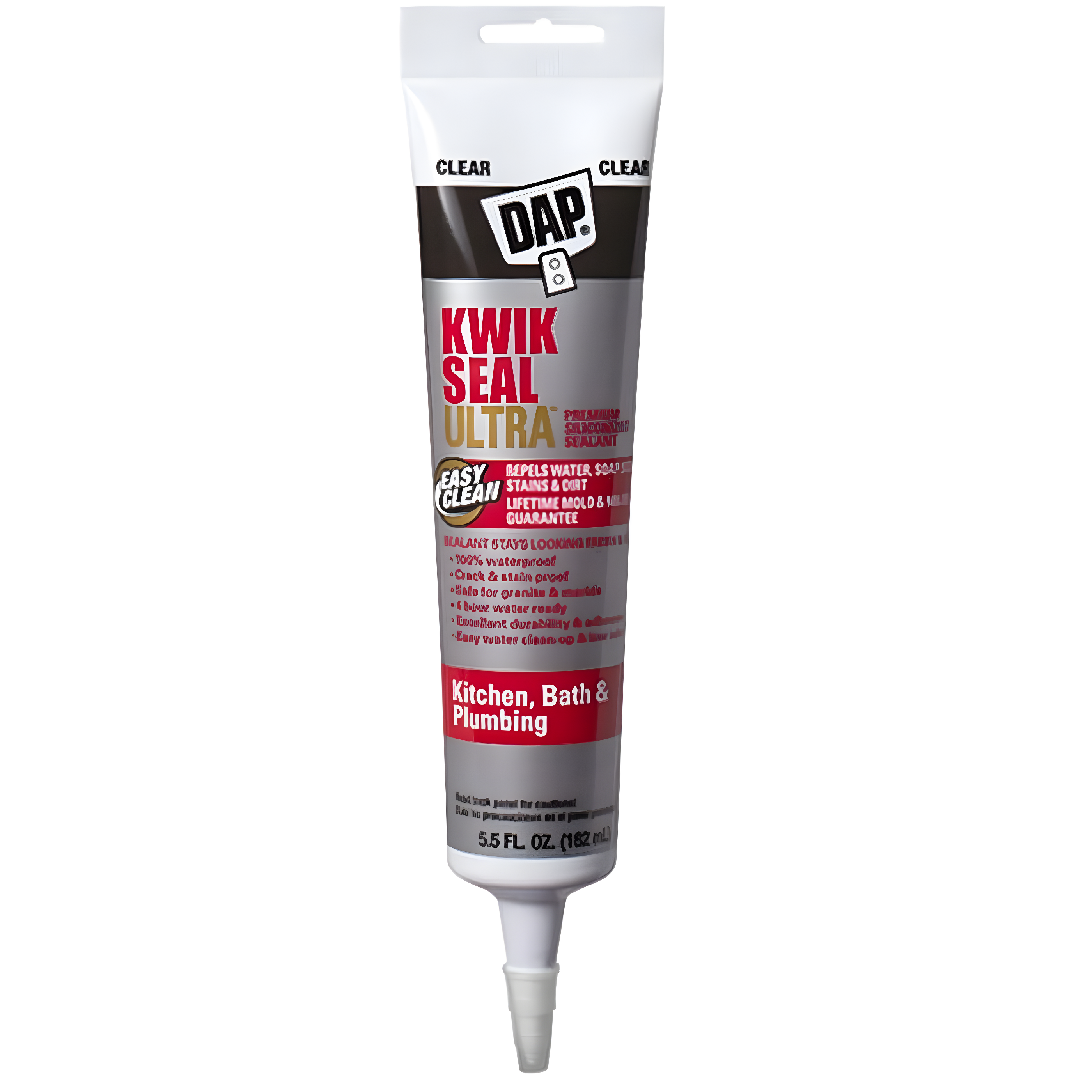 DAP Kwik Seal Ultra Clear Siliconized Acrylic Kitchen and Bath Caulk Sealant 5.5 oz