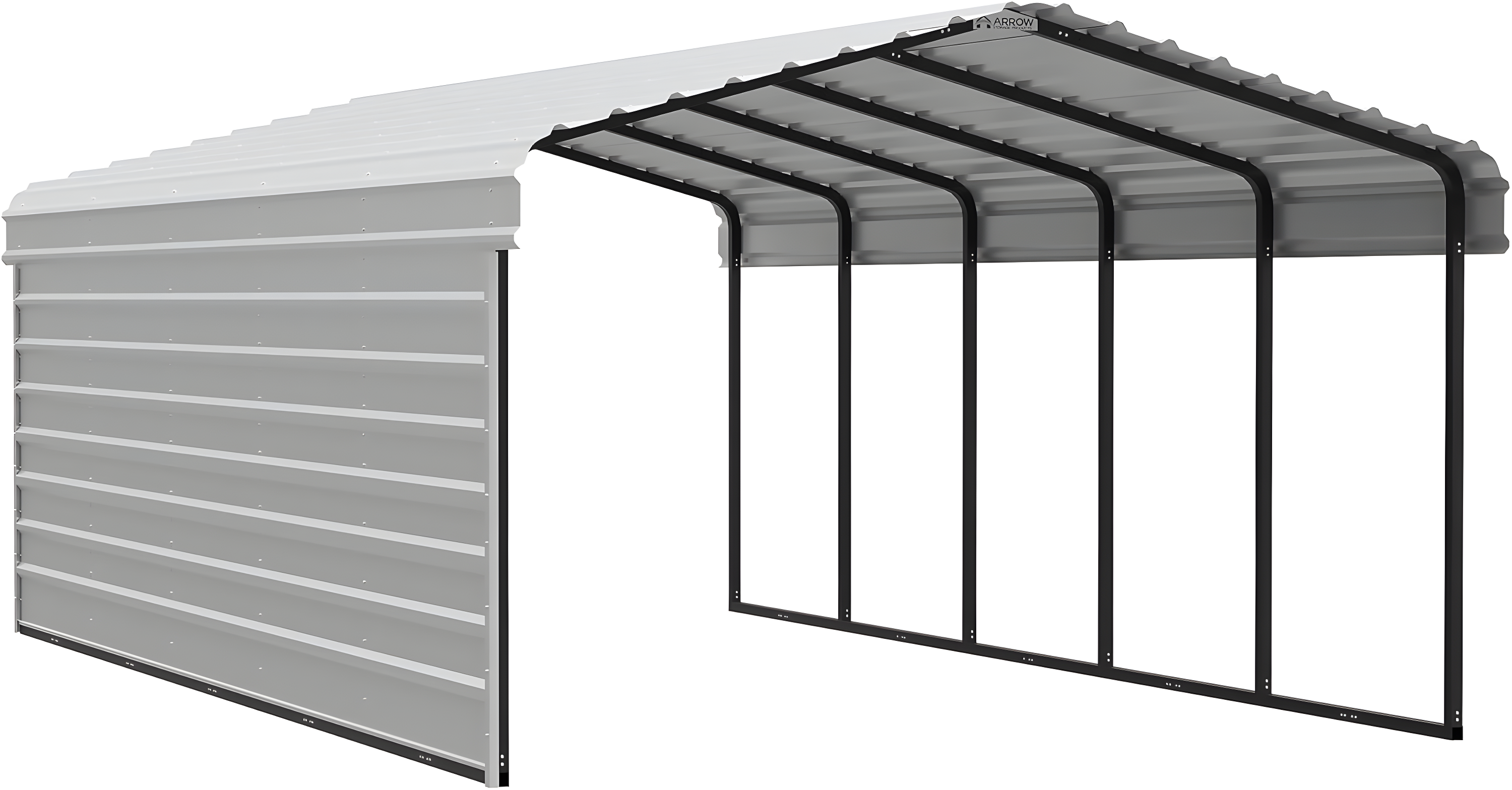 Arrow Arrow Steel Carport with 1 Side Wall Kit, 12X24X07