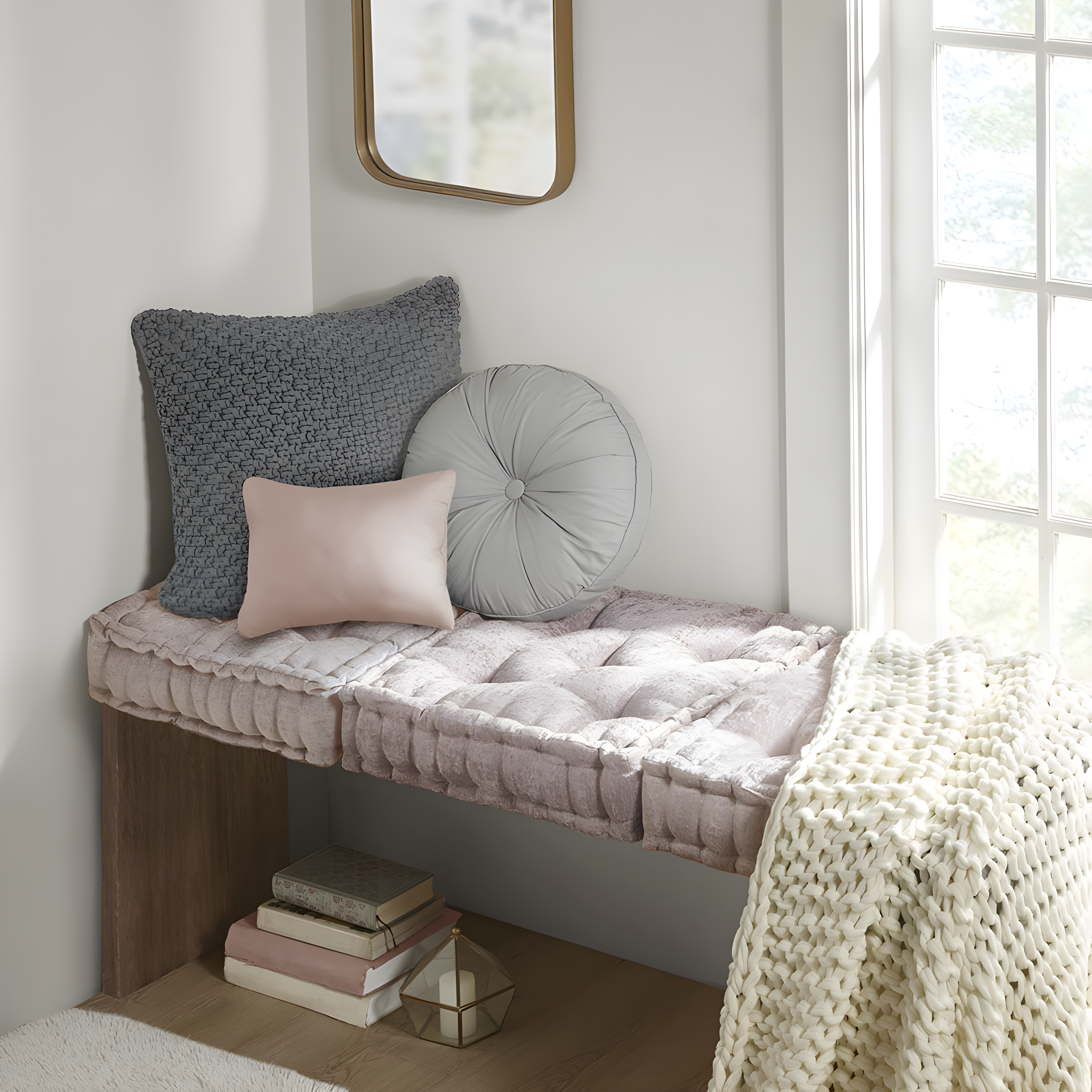 Intelligent Design Azza Poly Chenille Square Floor Pillow Cushion