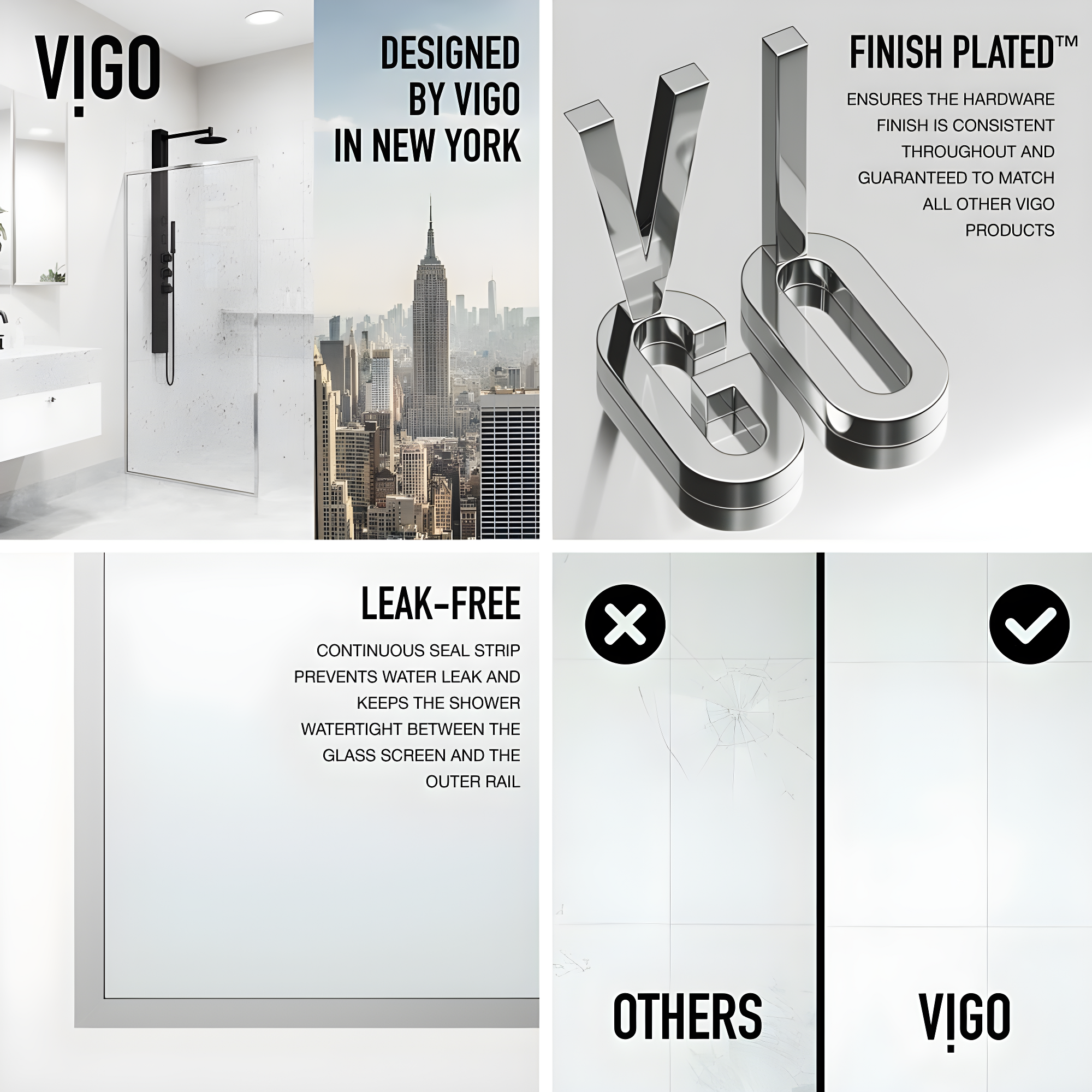 Meridian 34" W x 74" H Fixed Framed Shower Screen with 3/8" Glass
