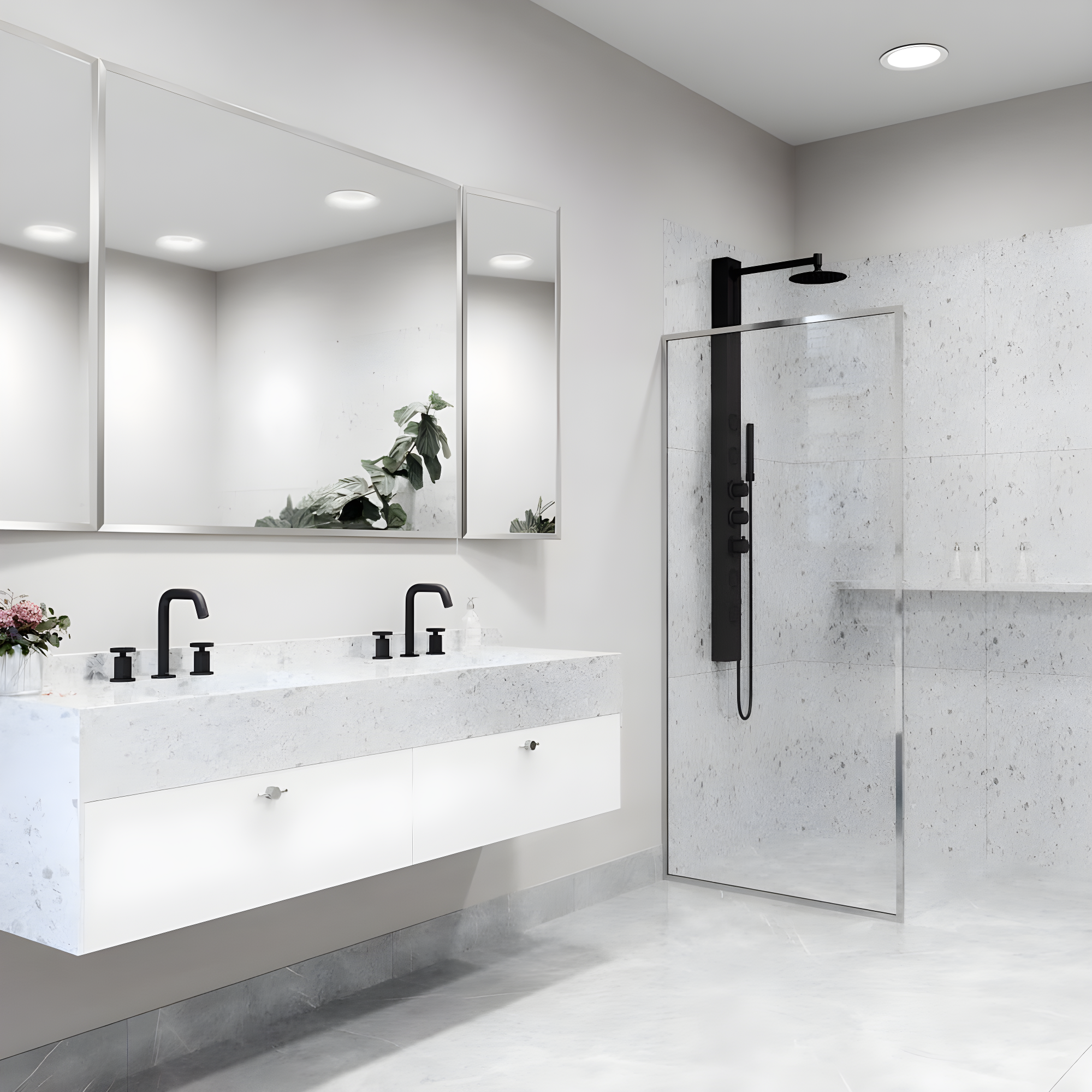 Meridian 34" W x 74" H Fixed Framed Shower Screen with 3/8" Glass