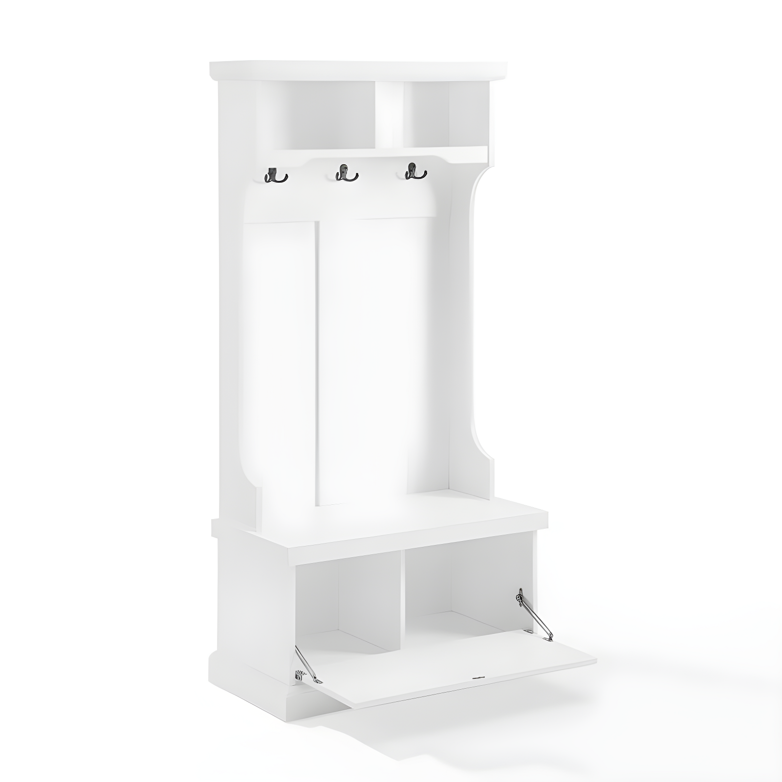 Shoreline Hall Tree White - Crosley: Nautical Coastal Beach Style, Wood Veneer with Metal Hardware