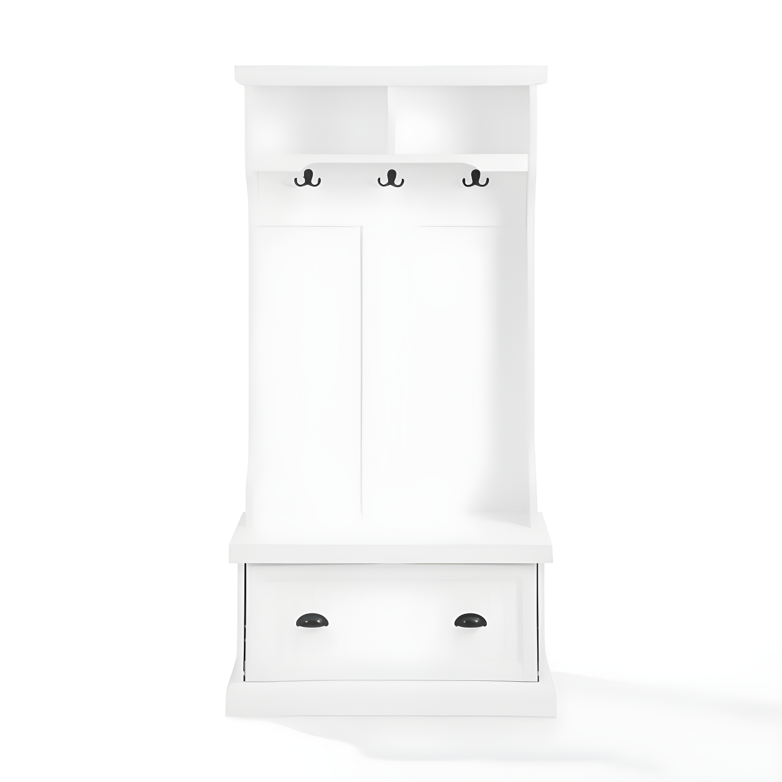 Shoreline Hall Tree White - Crosley: Nautical Coastal Beach Style, Wood Veneer with Metal Hardware