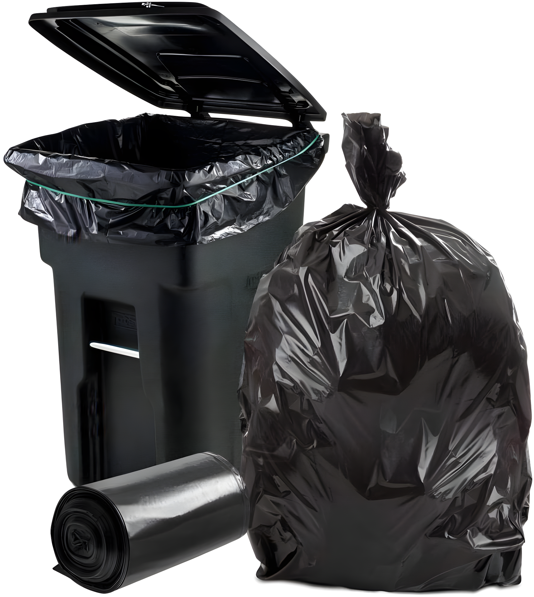 Plasticplace 64-65 Gallon Trash Can Liners for Toter, 1.2 Mil, Black, 50'' x 60'' (25 Count)