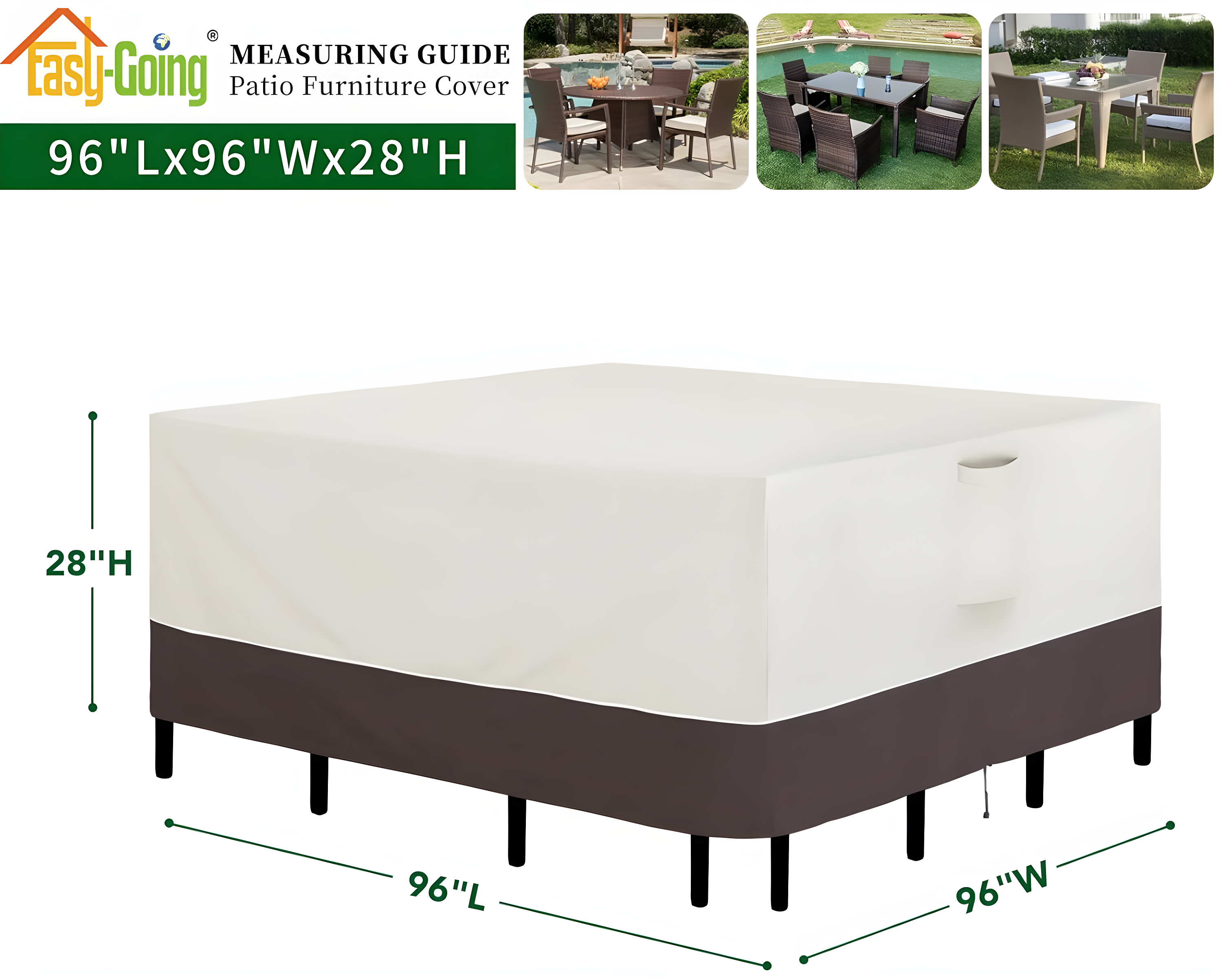 Arlmont & Co. Patio Furniture Cover 76"X76" Square Outdoor Table And Chair Set Covers Waterproof UV Resistant Outdoor Sectional Sofa Set Covers, Beige/Brown