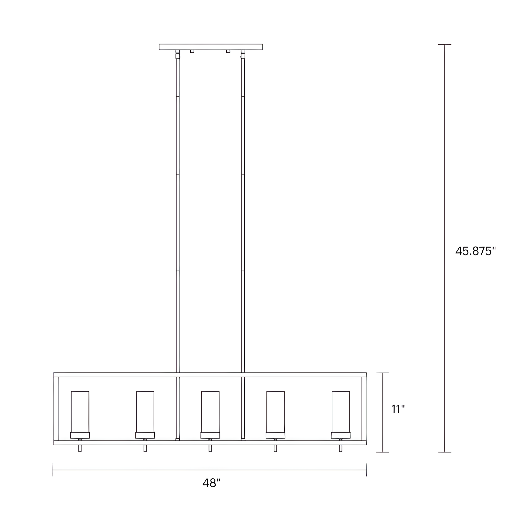 Zire 5-Light Linear Island Pendant in Brushed Oil Rubbed Bronze with Clear Glass