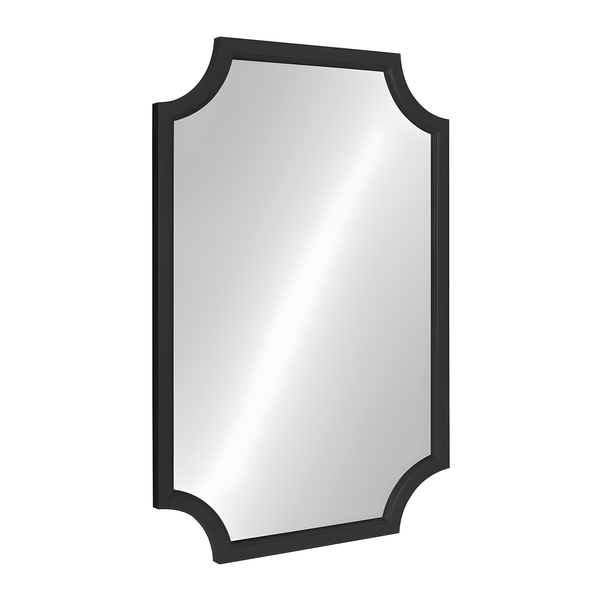 Kate and Laurel 24" x 36" Hogan Framed Scallop Wall Mirror Black : Modern Style, MDF Frame, No Assembly Required