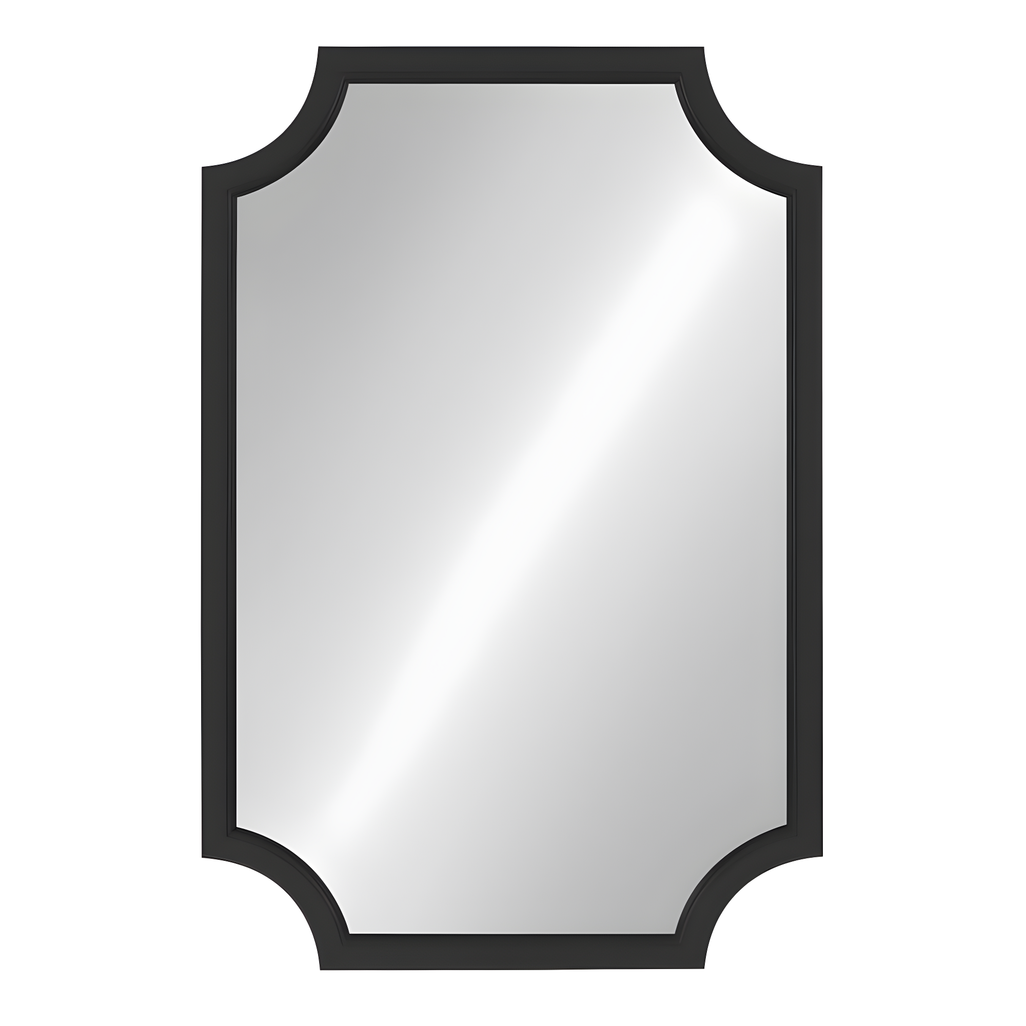 Kate and Laurel 24" x 36" Hogan Framed Scallop Wall Mirror Black : Modern Style, MDF Frame, No Assembly Required