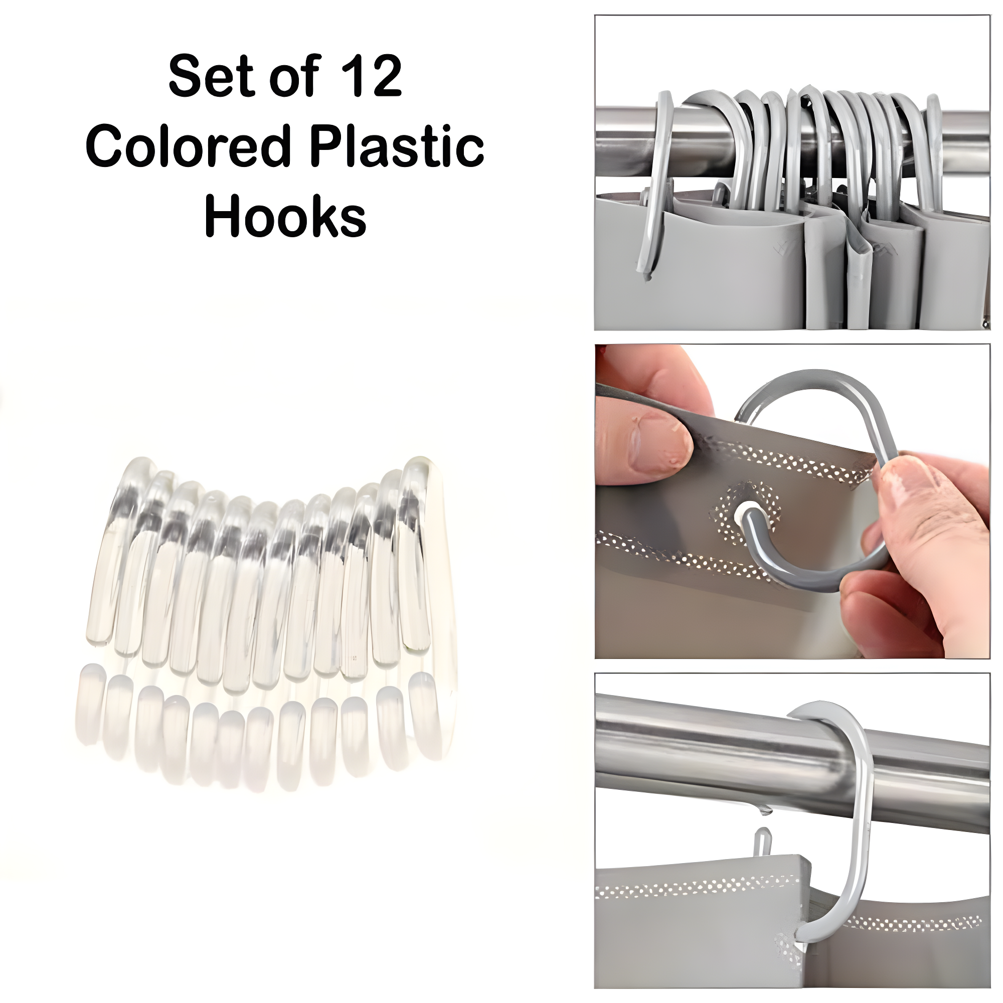 Evideco Solid Plastic Shower Curtain Hooks Rings & Reviews | Wayfair