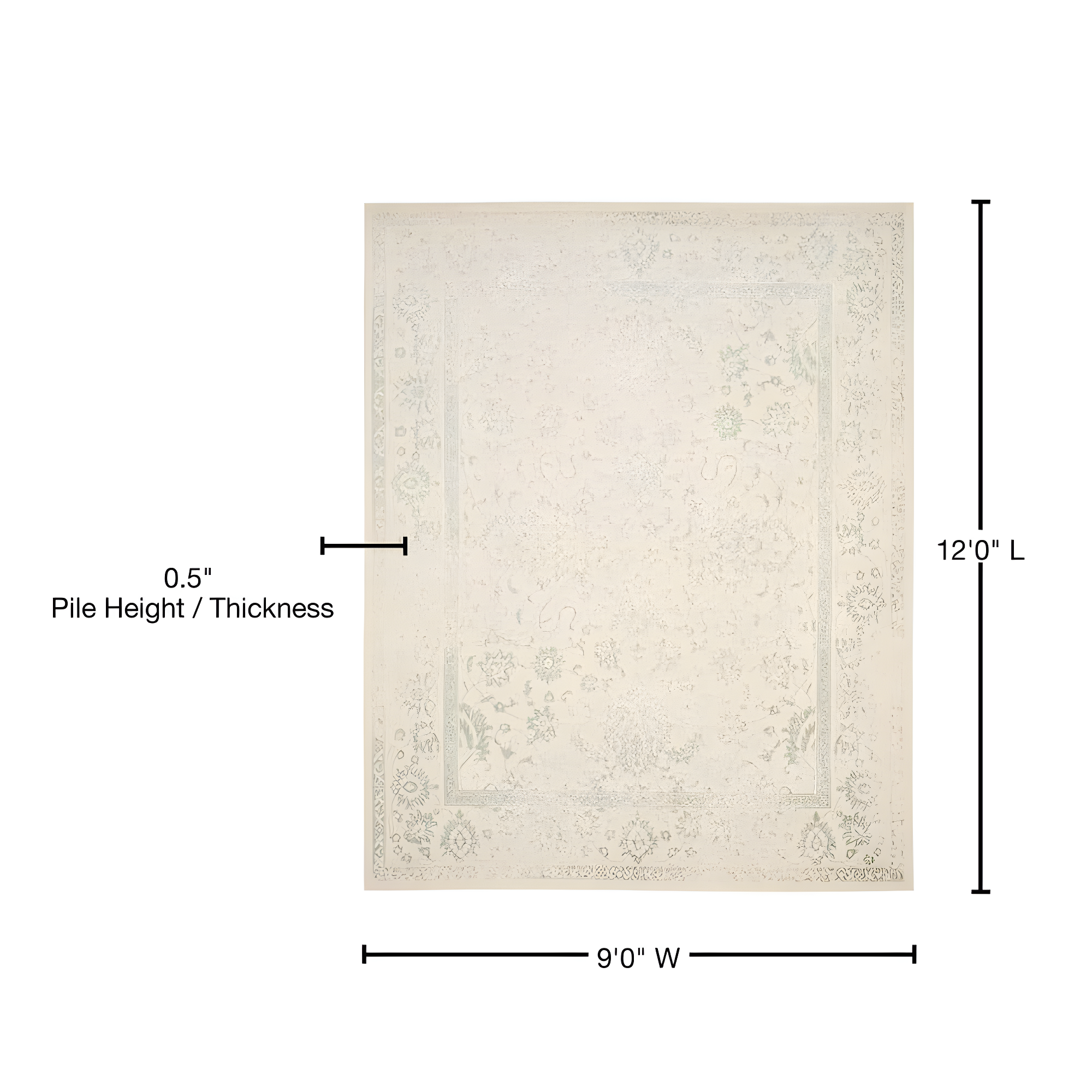 Adirondack ADR109 Machine Made Indoor Area Rug - Ivory/Sage - 9'x12' - Safavieh