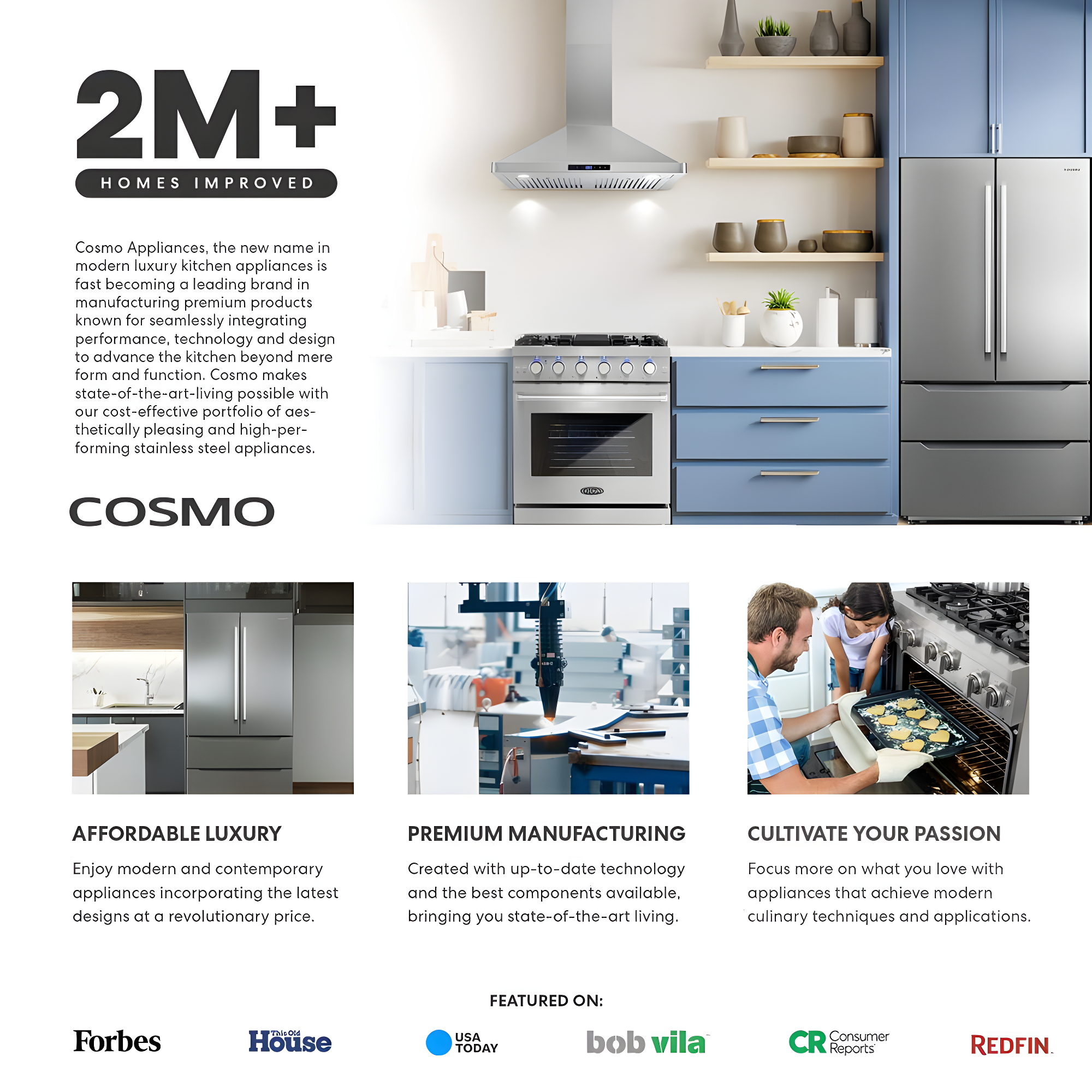 Cosmo 48" 5.5 Cubic Feet Smart Natural Gas Free Standing Range with 8 Burners