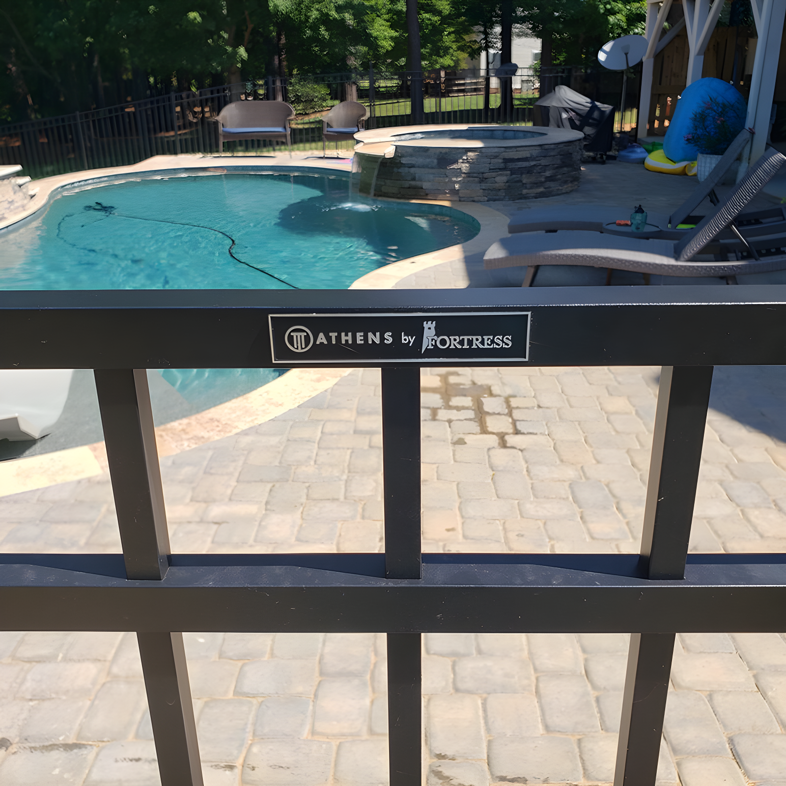 Fortress Building Products Athens 48'' H x 46.5'' W Gloss Black Metal Gate