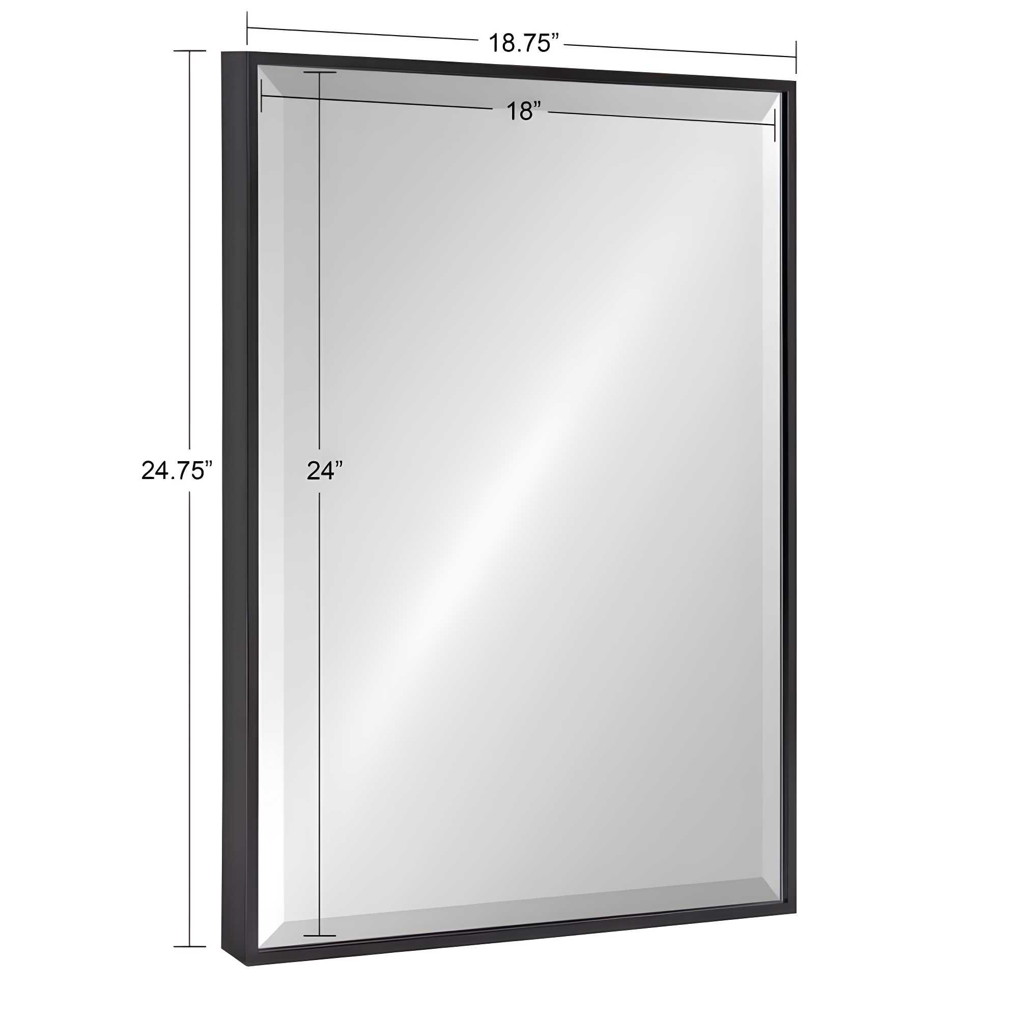 18.7" x 24.7" Rhodes Rectangle Wall Mirror Black - Kate & Laurel All Things Decor: Beveled, Plastic Frame, Easy to Hang