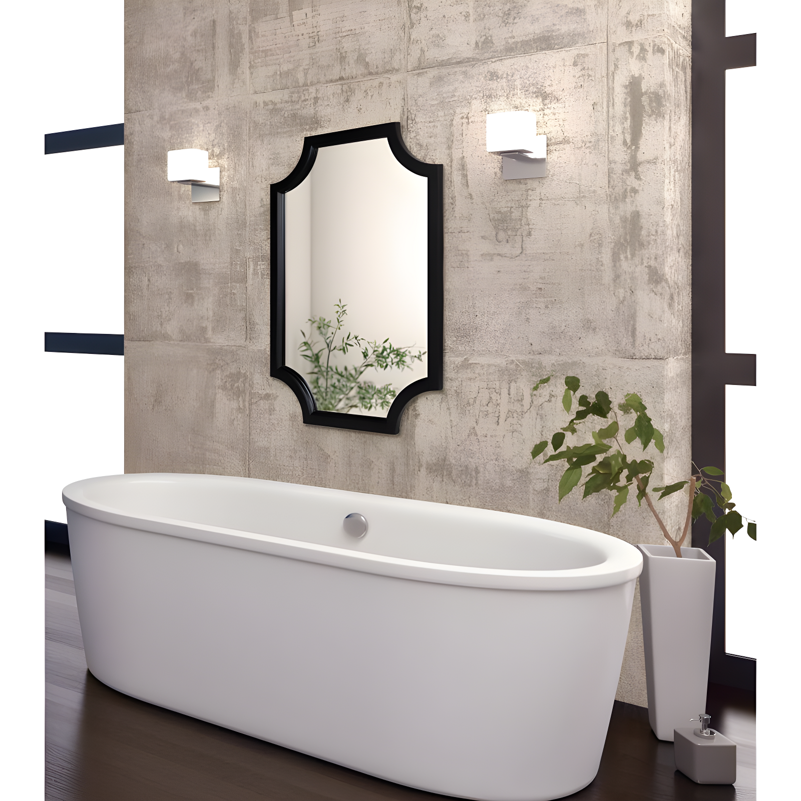 20" x 30" Hogan Scallop Wall Mirror Black - Kate & Laurel All Things Decor: MDF Frame, Easy Wall Mount