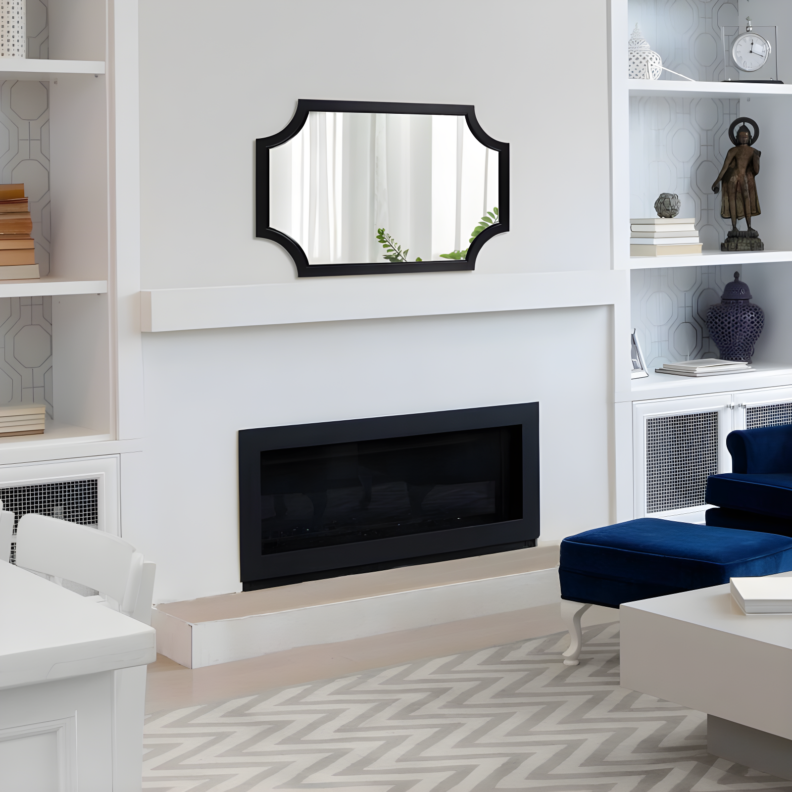 20" x 30" Hogan Scallop Wall Mirror Black - Kate & Laurel All Things Decor: MDF Frame, Easy Wall Mount