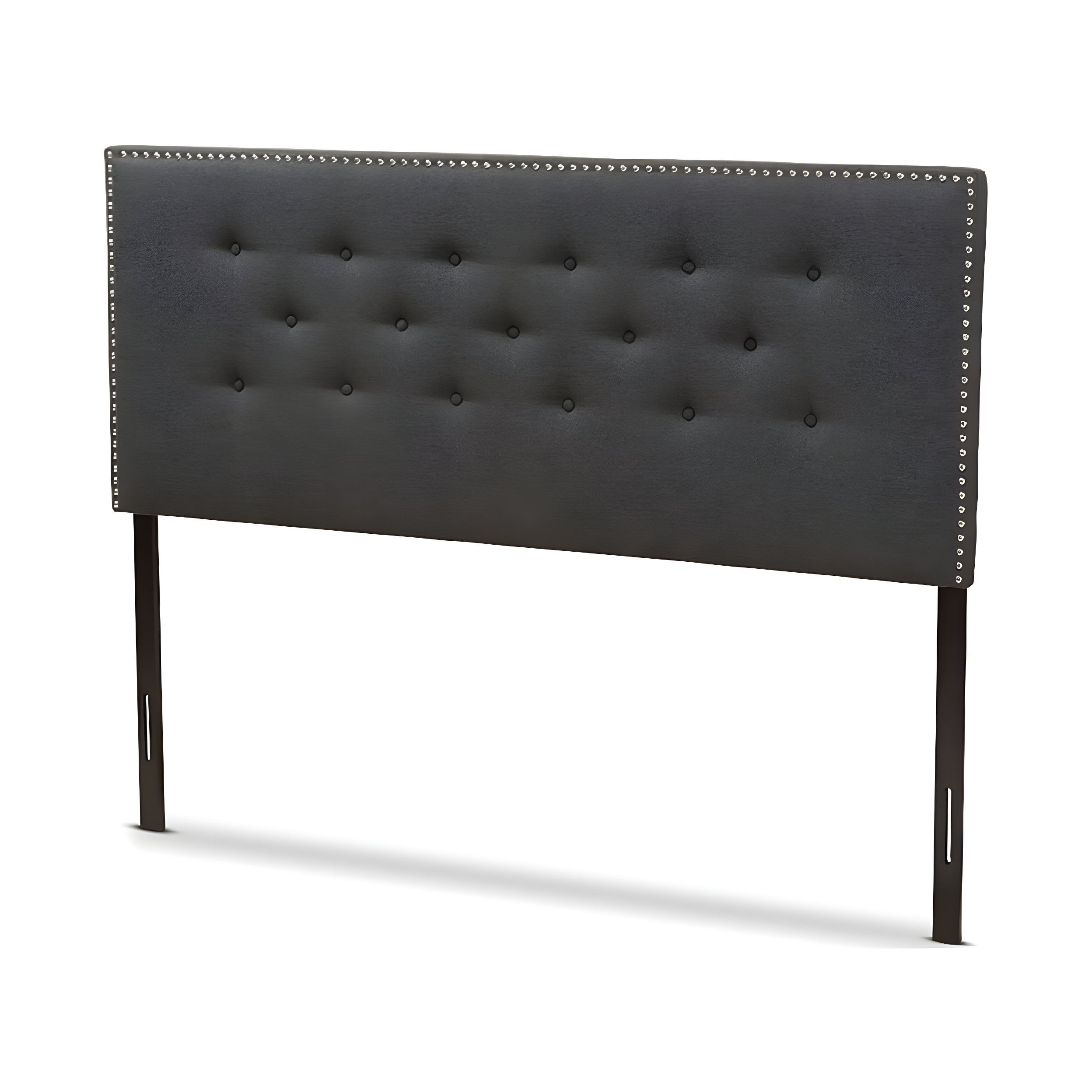 Queen Windsor Modern and Contemporary Fabric Headboard Dark Gray - Baxton Studio: Adjustable, Nailhead Trim