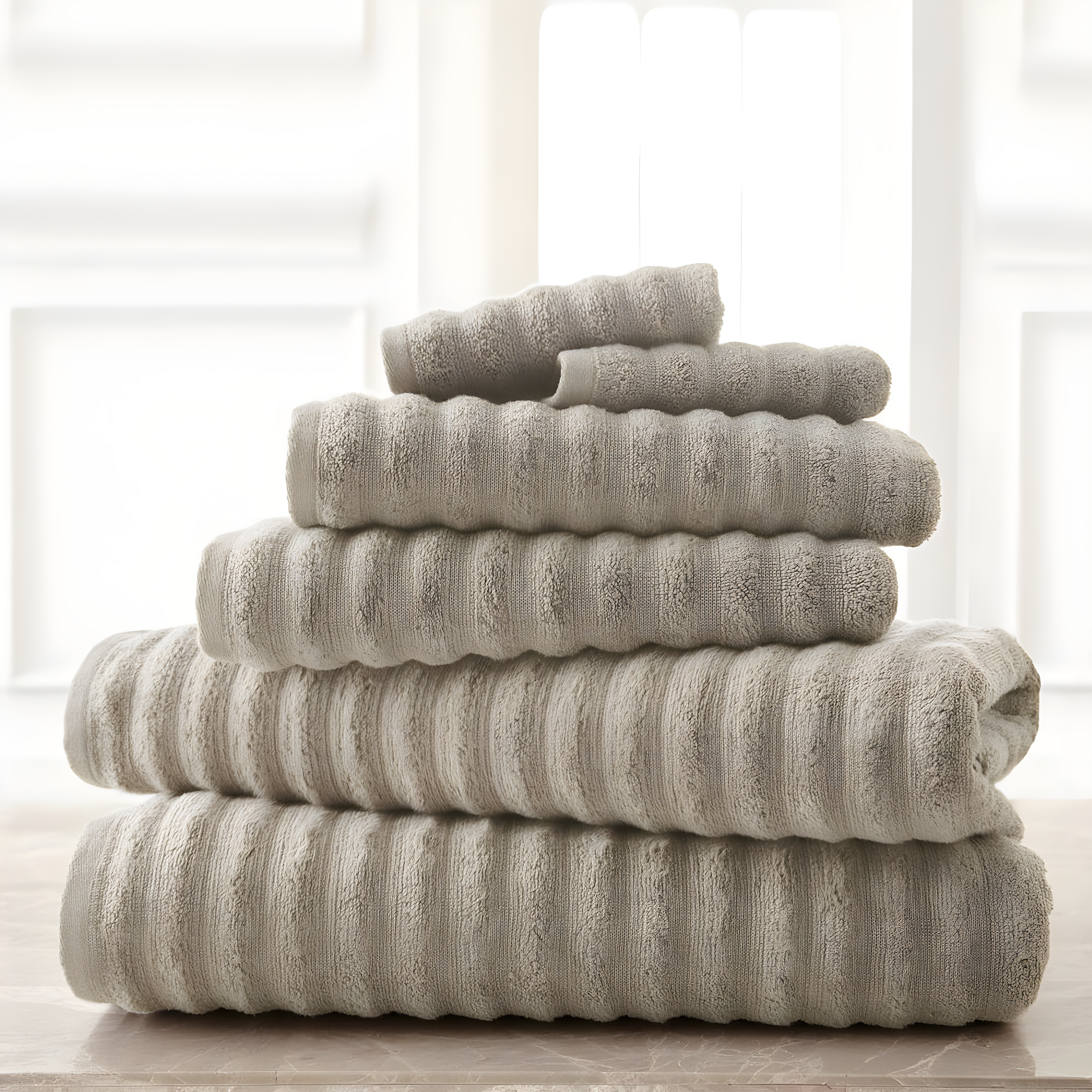 Modern Threads Spa Collection 6-Piece Ultra Soft Quick-Dry 550GSM 100% Combed Cotton Wavy Towel Set