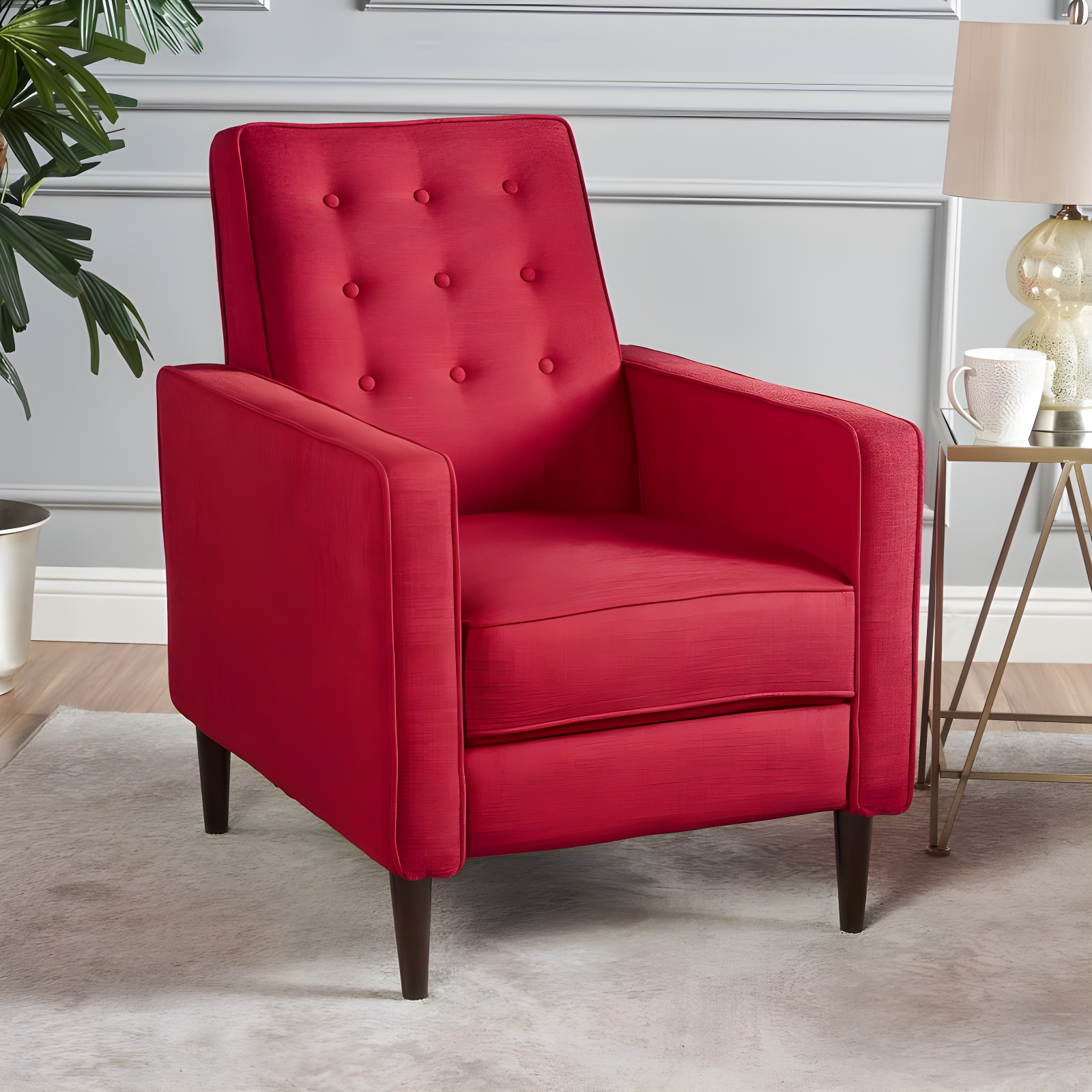 Mervynn Mid-Century Recliner - Modern Red - Christopher Knight Home: Upholstered Polyester, Hardwood Frame, 250lb Capacity
